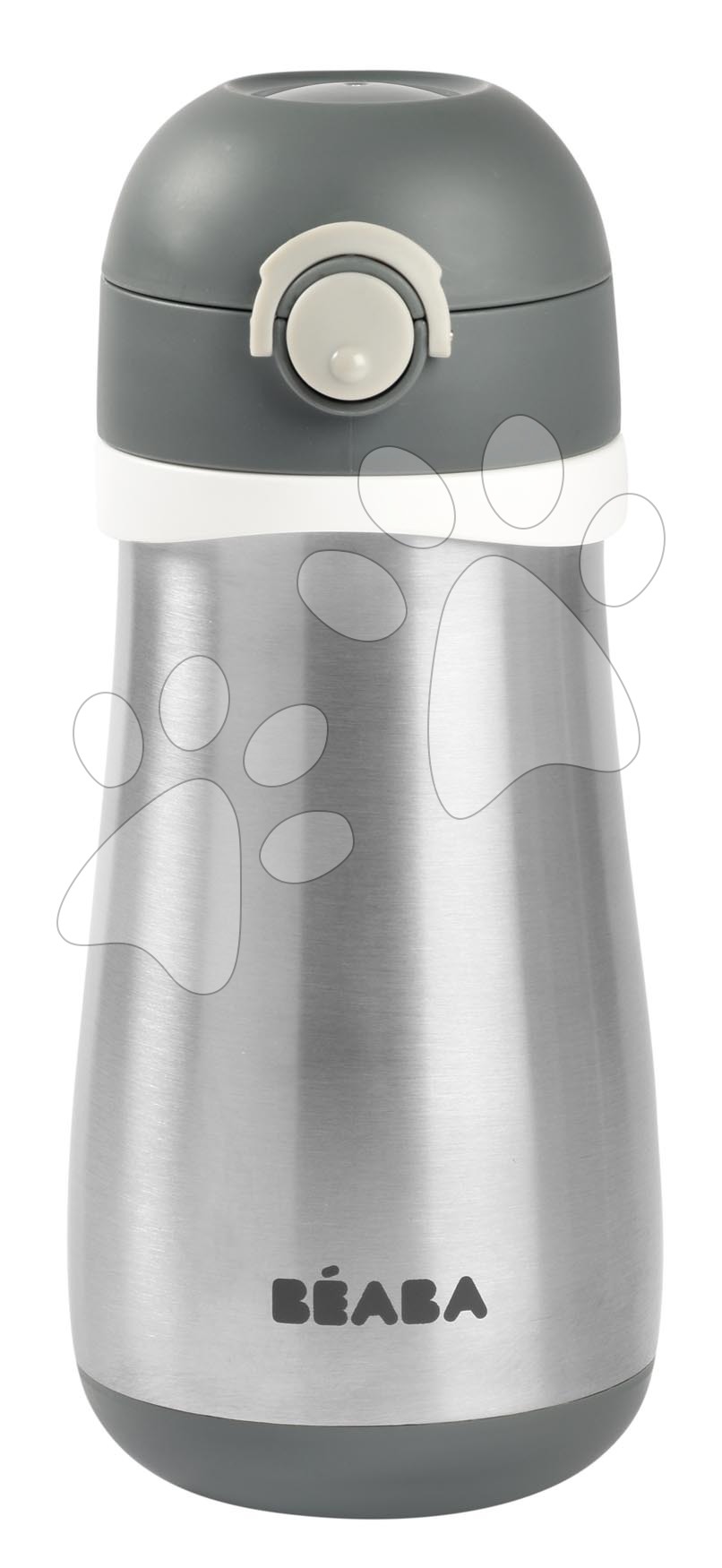 Láhev Bidon s dvojitými stěnami Stainless Steel Bottle Beaba Mineral Grey 350 ml z nerezavějící oceli šedá od 18 měsíců