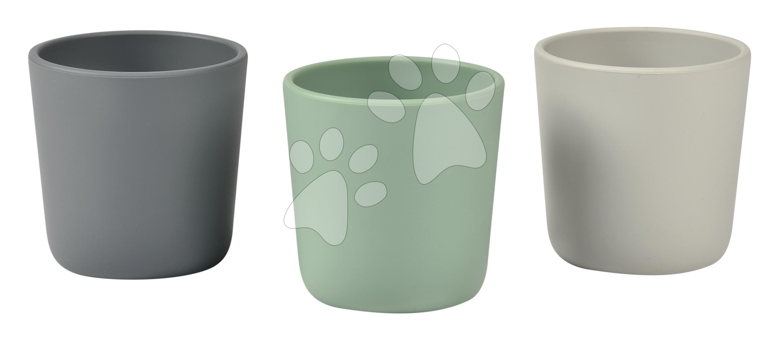 Poháre pre bábätká Silicone Glass Set Beaba Grey Sage & Mineral zo silikónu 3 kusy od 4 mes