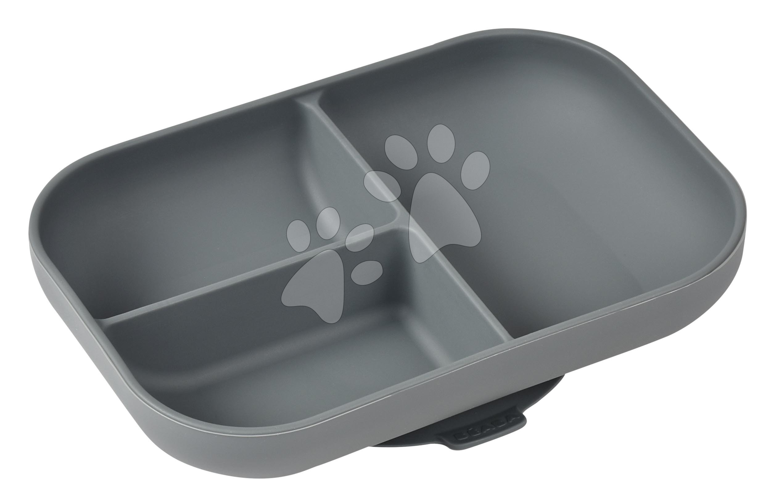 E-shop Tanier pre bábätká Silicone Suction Plate Beaba Mineral Grey zo silikónu rozdelený sivý od 4 mes