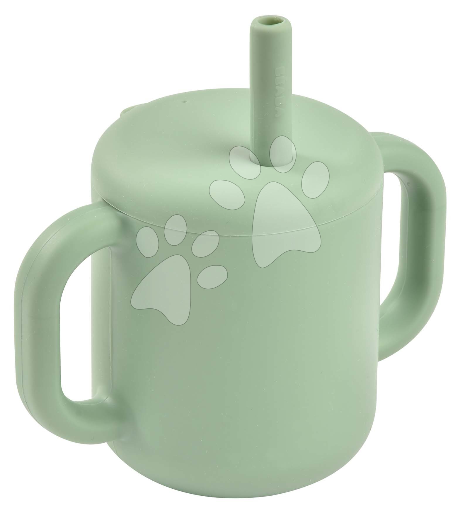 Hrnek pro miminka Silicone Straw Cup Beaba Sage Green s brčkem na učení se pít zelený od 8 měsíců