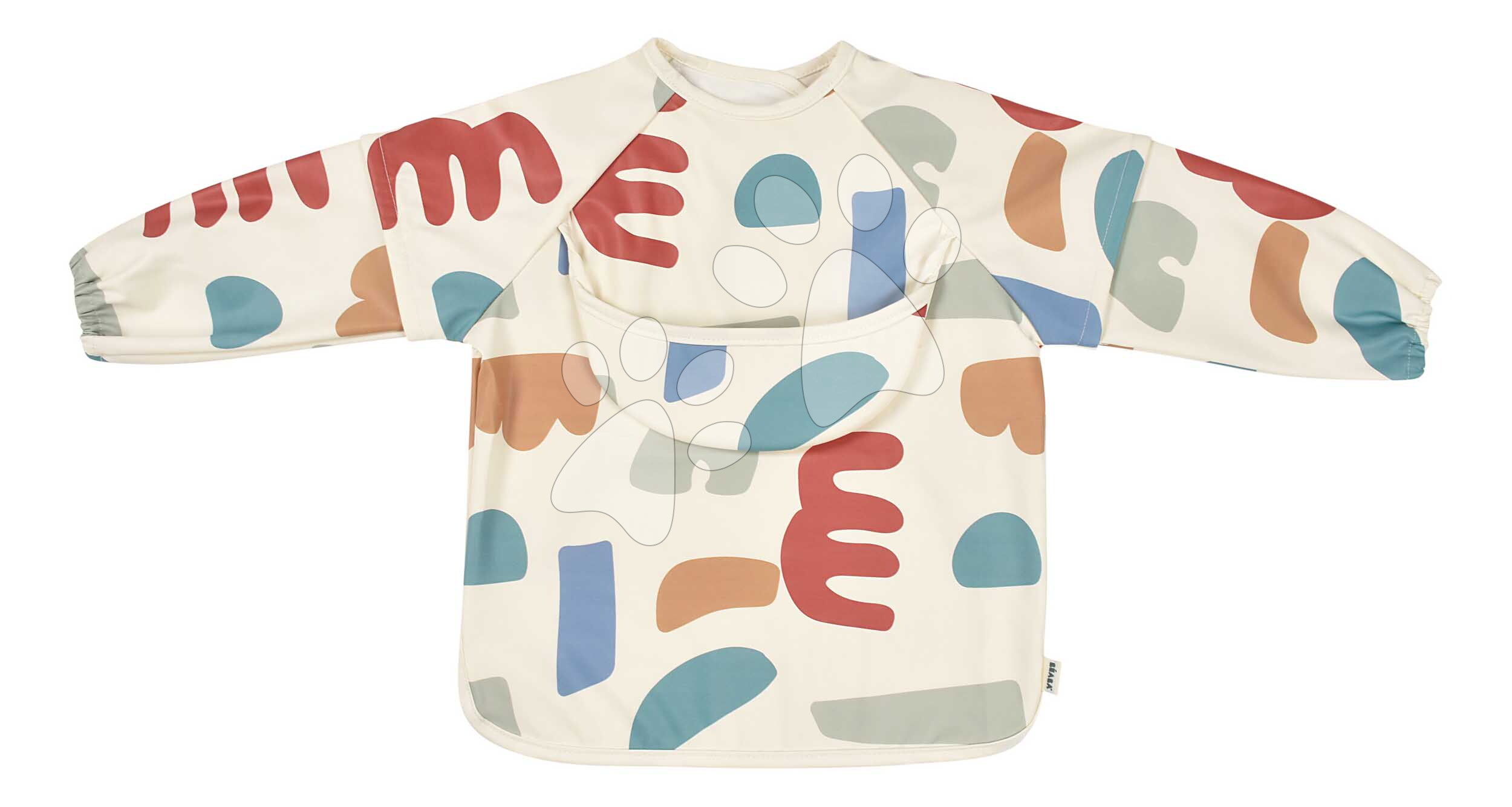Előke 2in1 Bib with Removable Sleeves Playful Beaba levehető ujjú vízálló mintás 4 hó-tól