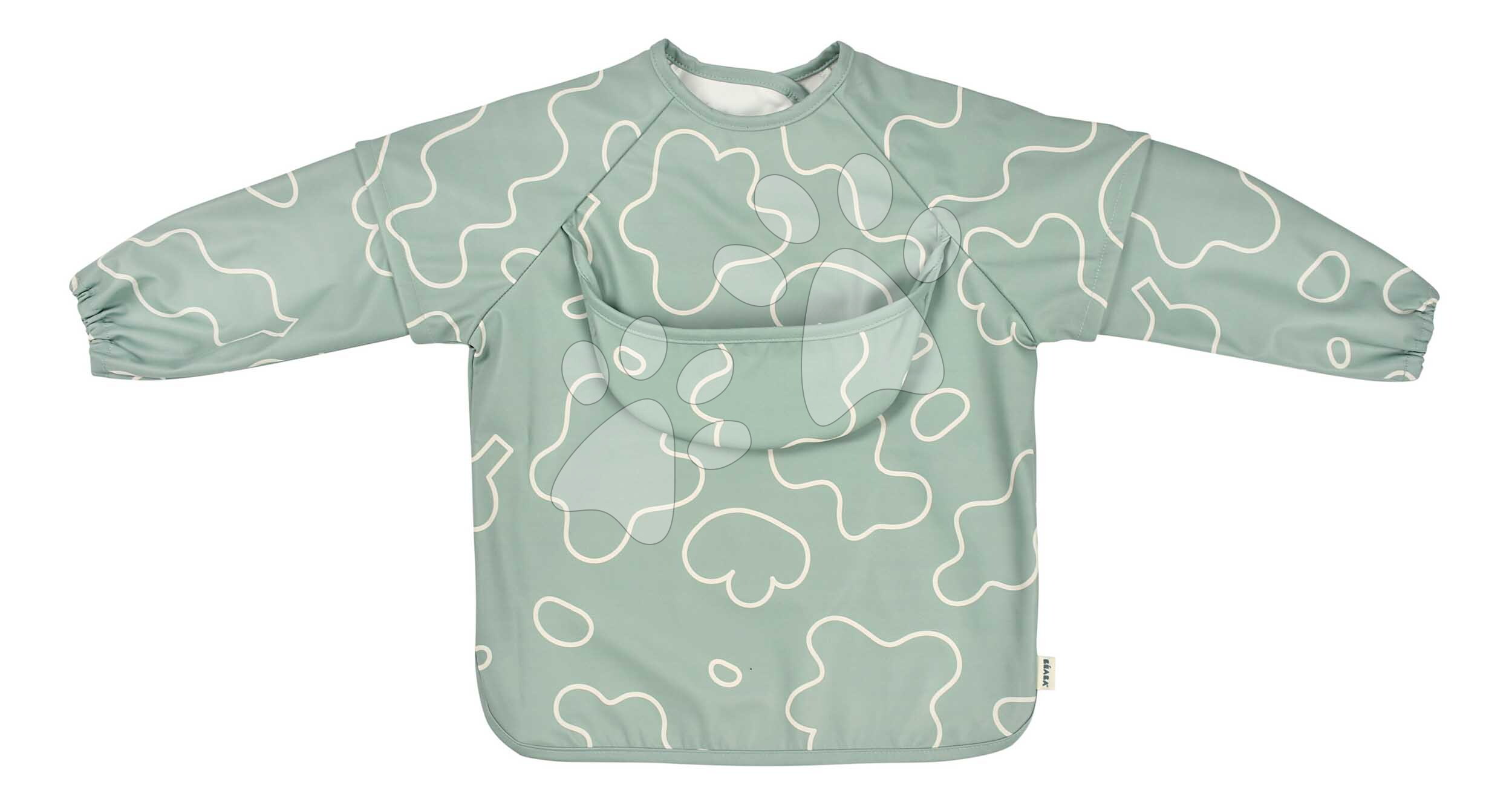 Előke 2in1 Bib with Removable Sleeves Sage Green Beaba levehető ujjú vízálló zöld 4 hó-tól
