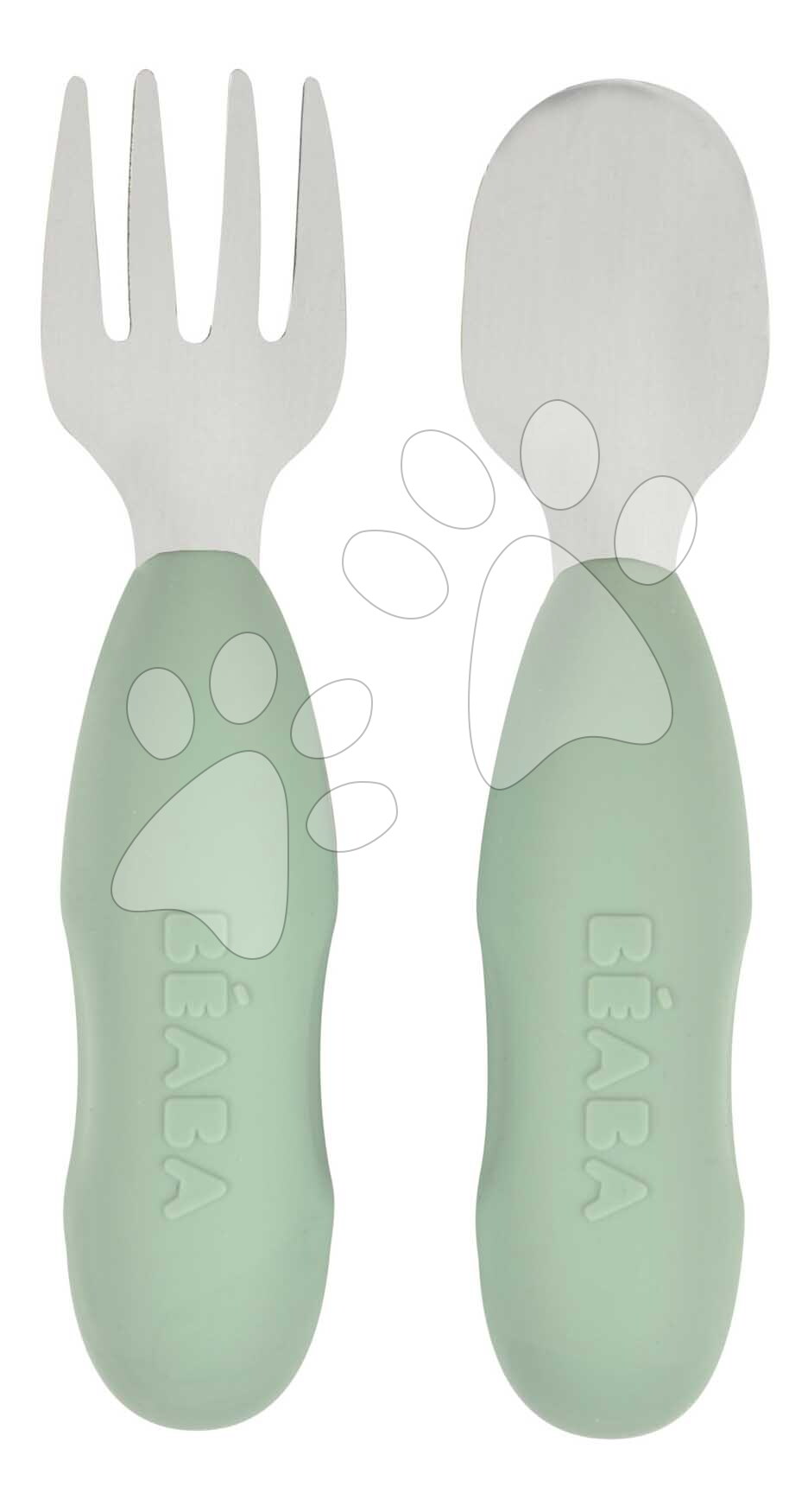 Első gyermek evőeszköz készlet Stainless Steel Pre-Cutlery Sage Green Beaba villa és kanál zöld 10 hó-tól