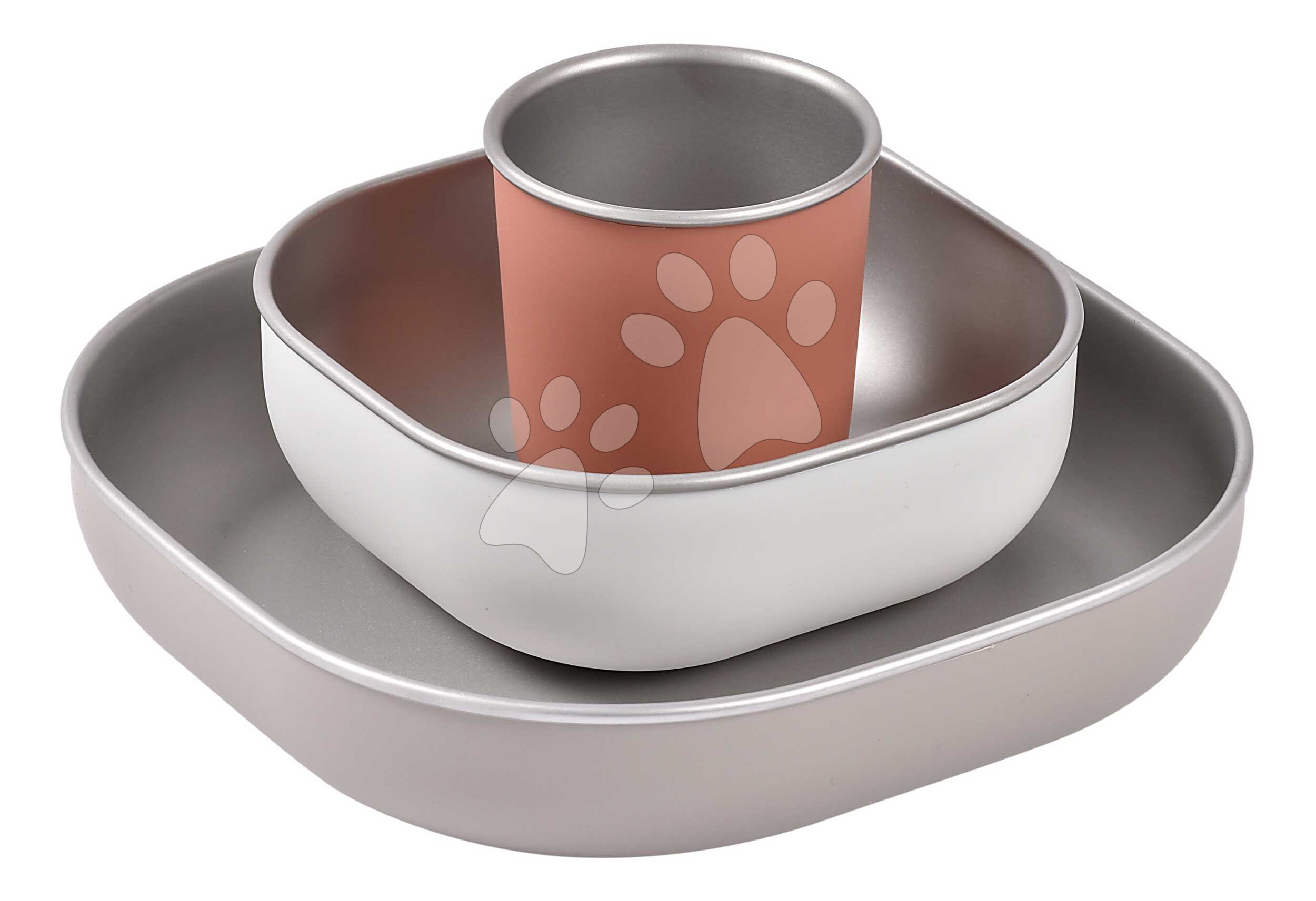 Jedálenská súprava Stainless Steel Meal Set Terracotta Beaba z nehrdzavejúcej ocele 3 dielna oranžová od 4 mes