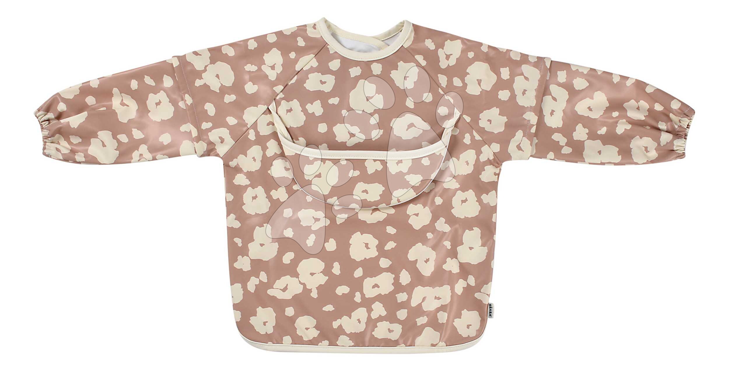 Előke 2in1 Bib with Removable Sleeves Savannah Bloom Beaba levehető ujjú vízálló barna 4 hó-tól