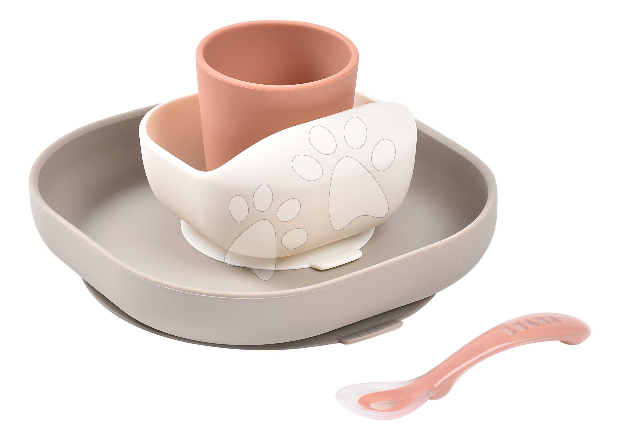 Jedálenská súprava Silicone Meal Set Terracotta Gazelle Beaba zo silikónu 4 dielna hnedo-oranžová od 4 mes