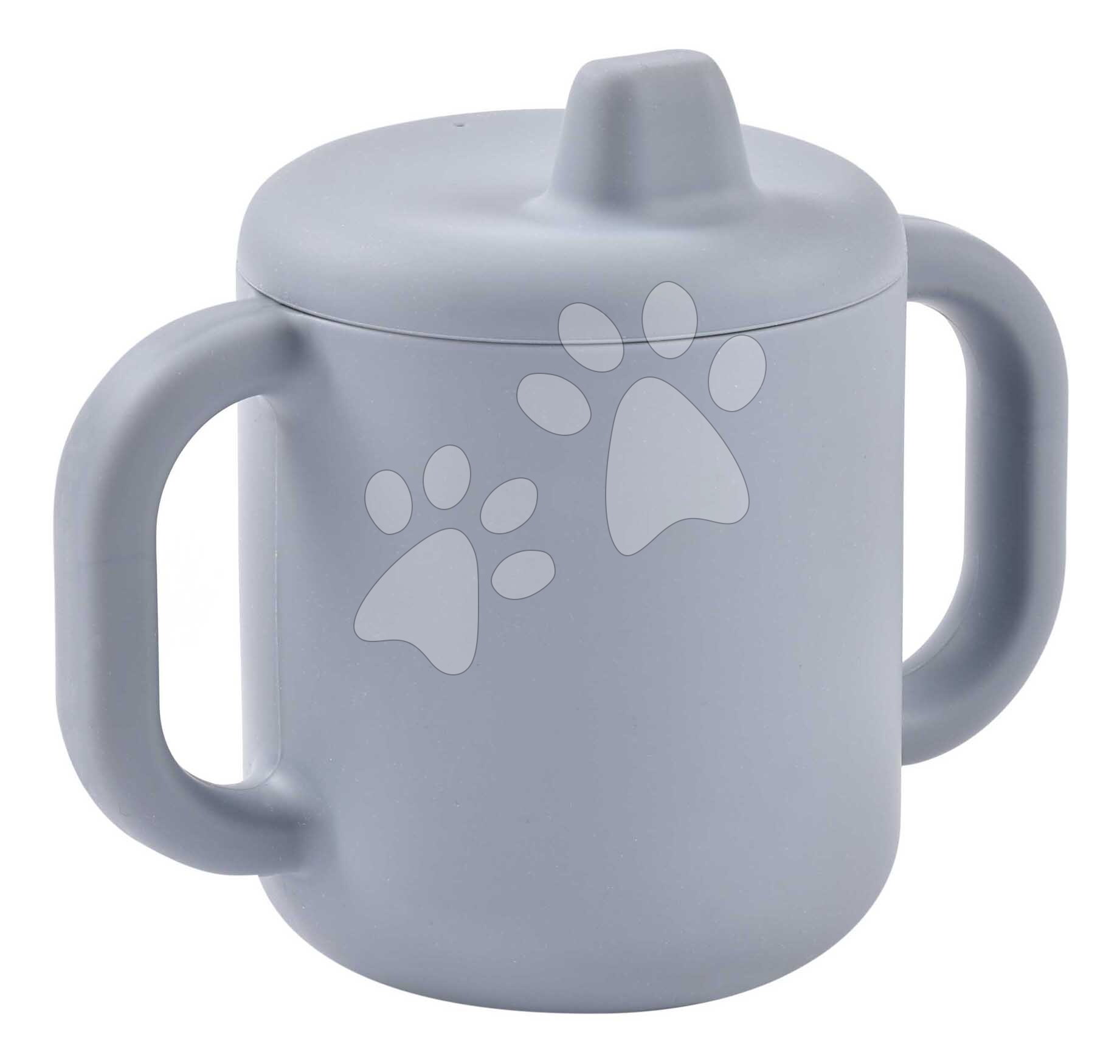 Hrnček pre bábätká Silicone Training Cup Pebble Beaba s vrchnákom na samostatné pitie sivý od 8 mes