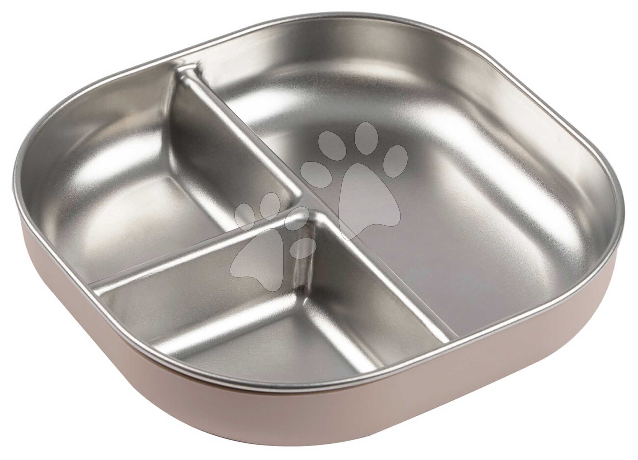 Tanier pre bábätká Stainless Steel Divided Plate Cotton Candy Beaba z nehrdzavejúcej ocele rozdelený ružový od 4 mes