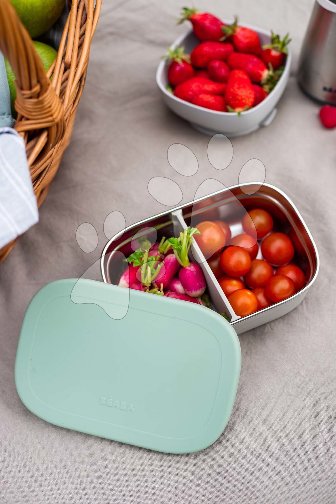 Boîte à Goûter Enfants 3 Compartiments Inox 600 Ml - Anti-fuite, Lavable, Parfaite Pour Fruits, Biscuits, école, Pique-nique