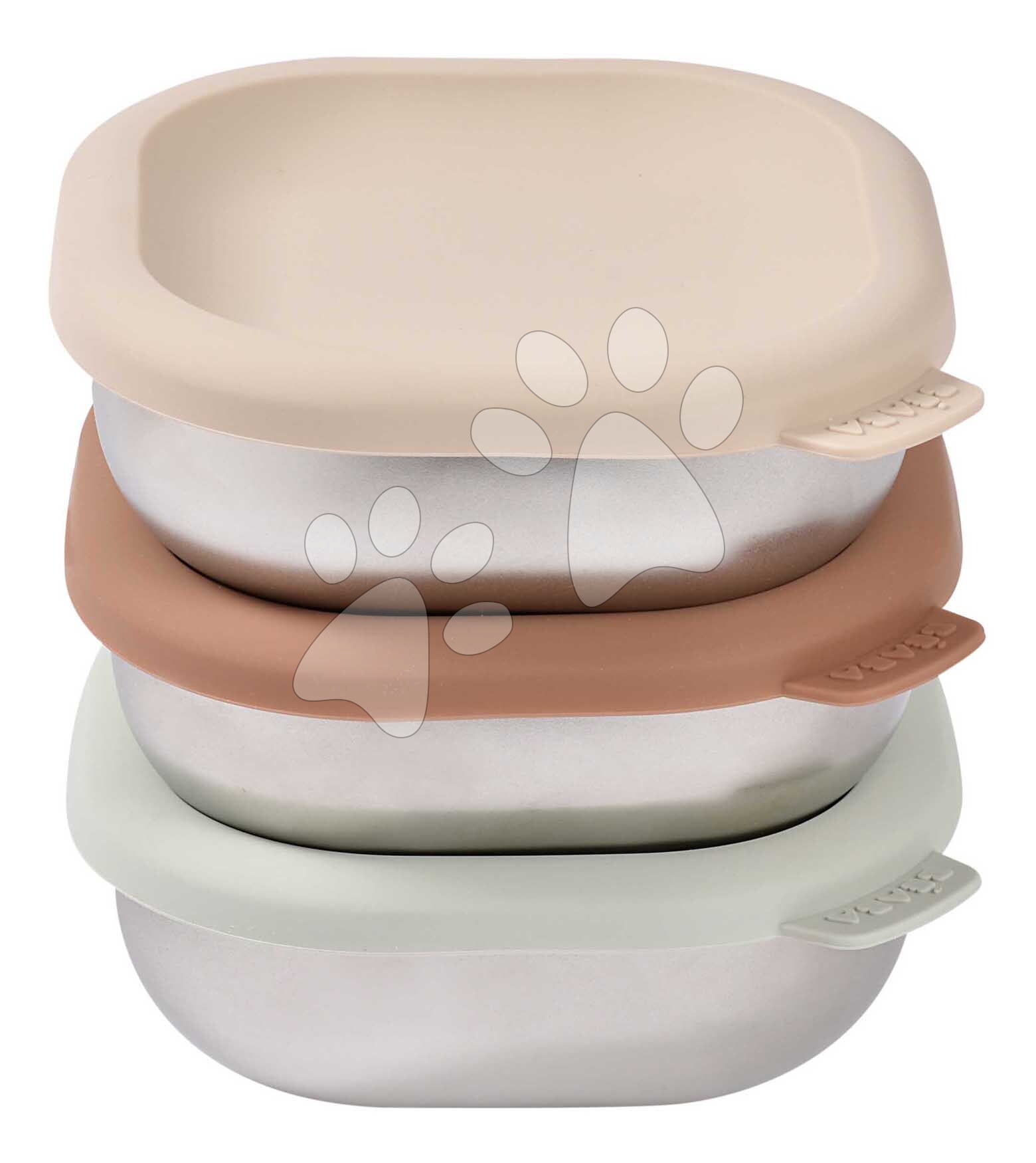 Súprava nerezových dóz na jedlo Multi Use Stainless Steel Meal Boxes Natural Set Beaba so silikónovým viečkom 250 ml 3 kusy od 4 mes