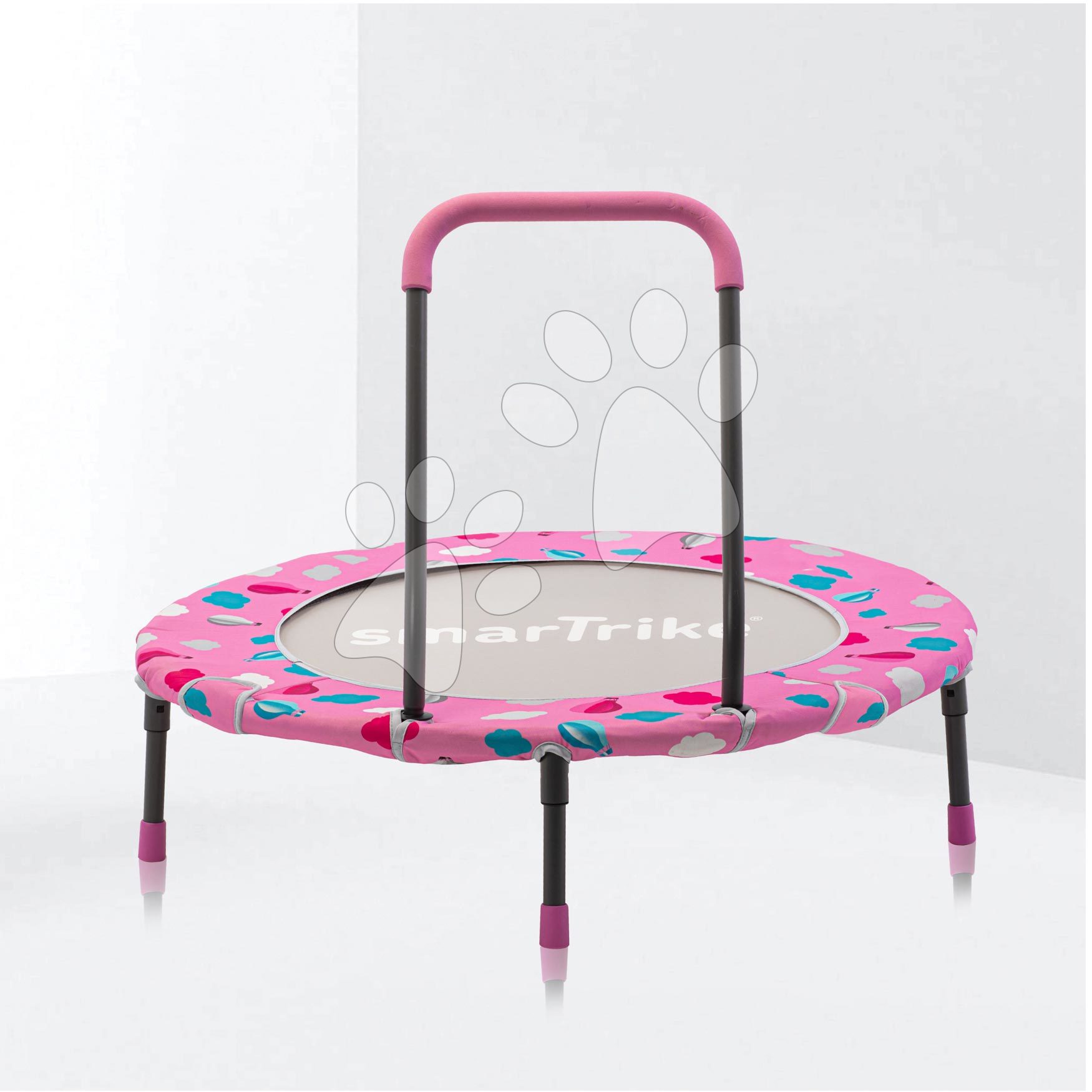 Trampolína Activity Center 3-in-1 Pink smarTrike skládací kulatá s obvodem 92 cm s rukojetí bazénem a 100 ks míčků od 10 měsíců