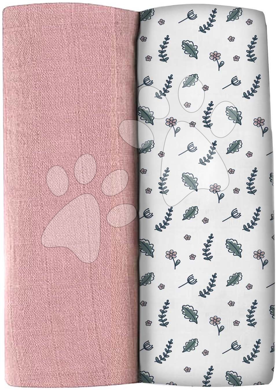 Plienky - Textilné plienky z bavlneného mušelínu Bolte 2 Swadlles 120 cm Beaba Old Pink/Floral Campaign sada 2 kusov od 0 mes