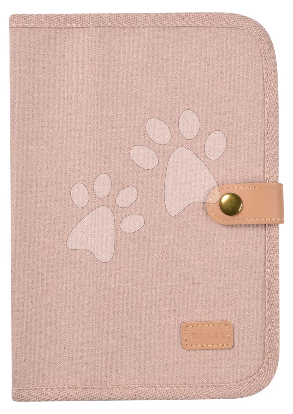 Textil borító egészségügyi kiskönyvre Health Book Protection Beaba Canvas Dusty Rose rózsaszín