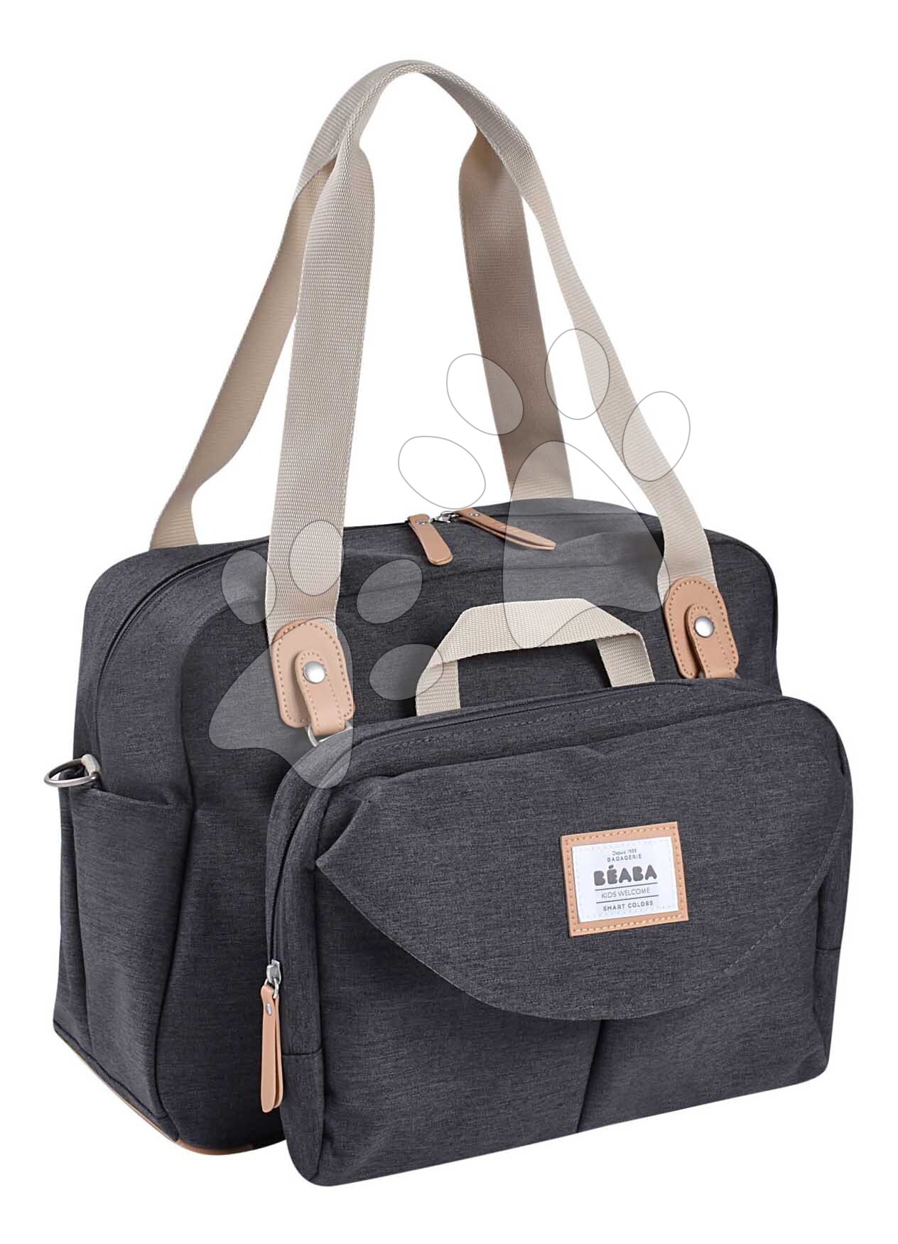 Prebaľovacia taška ku kočíku Geneva II Changing Bag Dark Heather Grey Beaba s prebaľovacou podložkou sivá