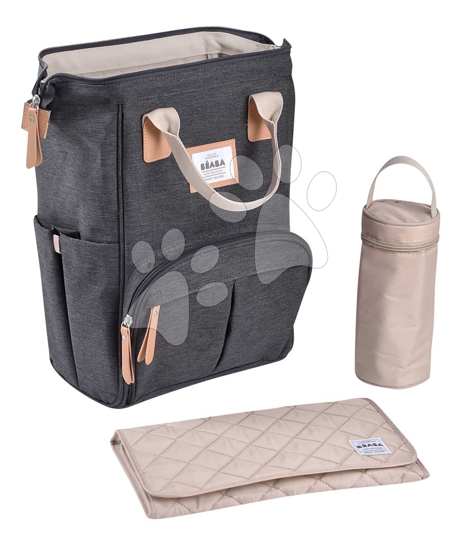 Pelenkázó hátizsák Wellington Changing Bag Dark Heather Grey Beaba pelenkázó alátéttel szürke