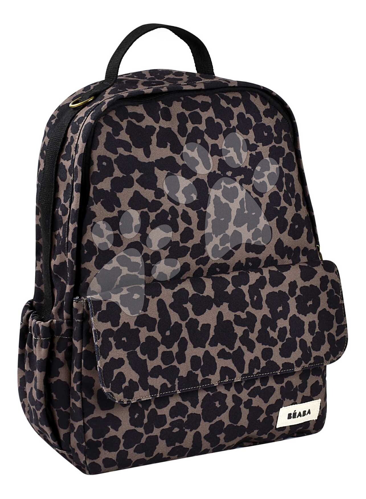 Přebalovací batoh Tokyo Backpack Leopard Beaba s přebalovací podložkou a popruhy ke kočárku s leopardím vzorem