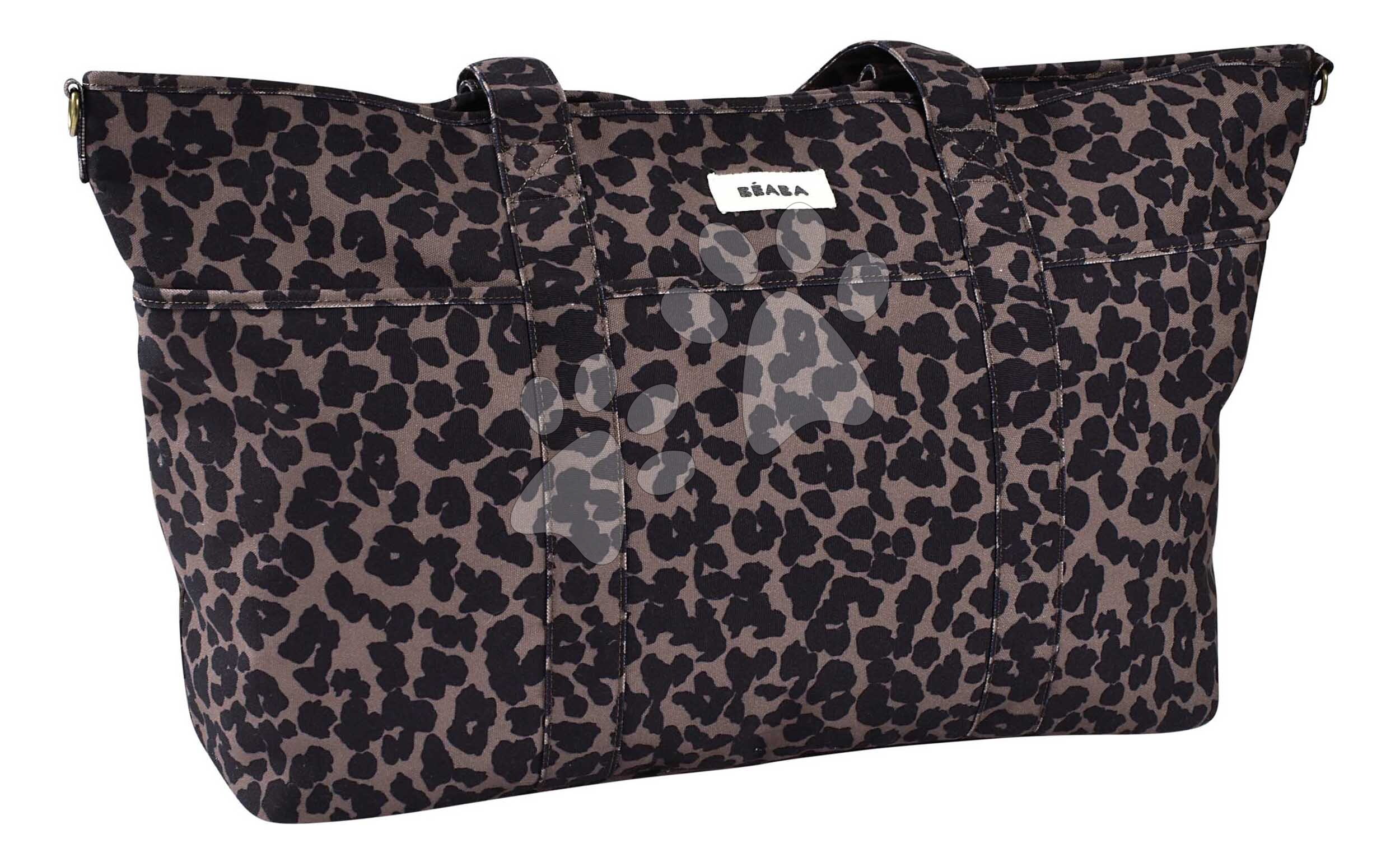 Přebalovací taška ke kočárku Madrid Changing Bag XXL Leopard Beaba s přebalovací podložkou a popruhy ke kočárku s leopardím vzorem