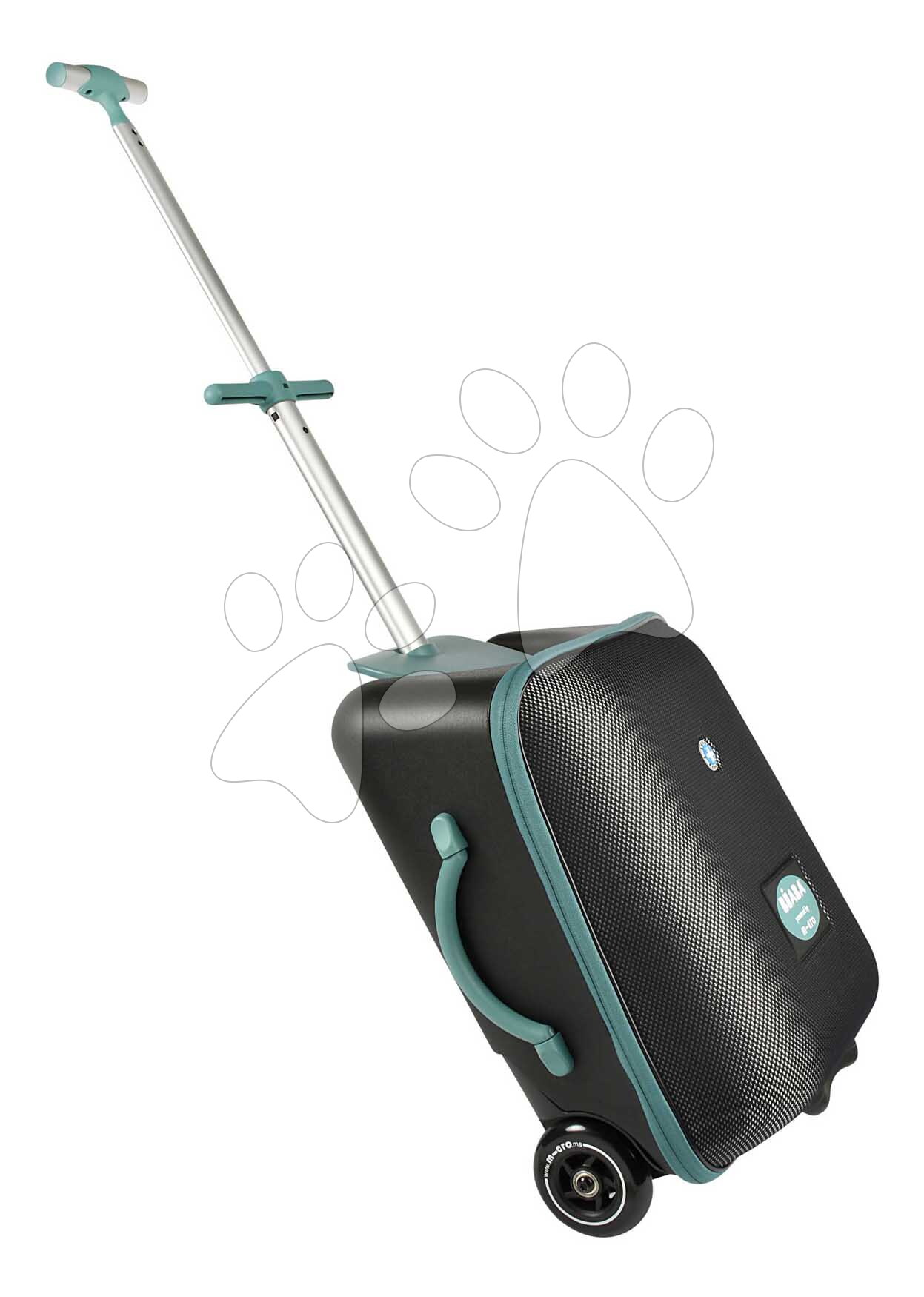 Kufor na kolieskach so sedátkom pre dieťa Travel Case Eazy Luggage Beaba 2v1 s prídavnými kolieskami pre stabilitu 22 l nosnosť až 100 kg čierny