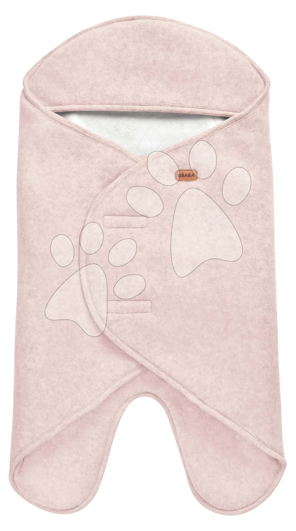 Zavinovačka Babynomade® Double Fleece Beaba Dusty Rose White dvojvrstvová extra teplá ružová od 0-6 mes