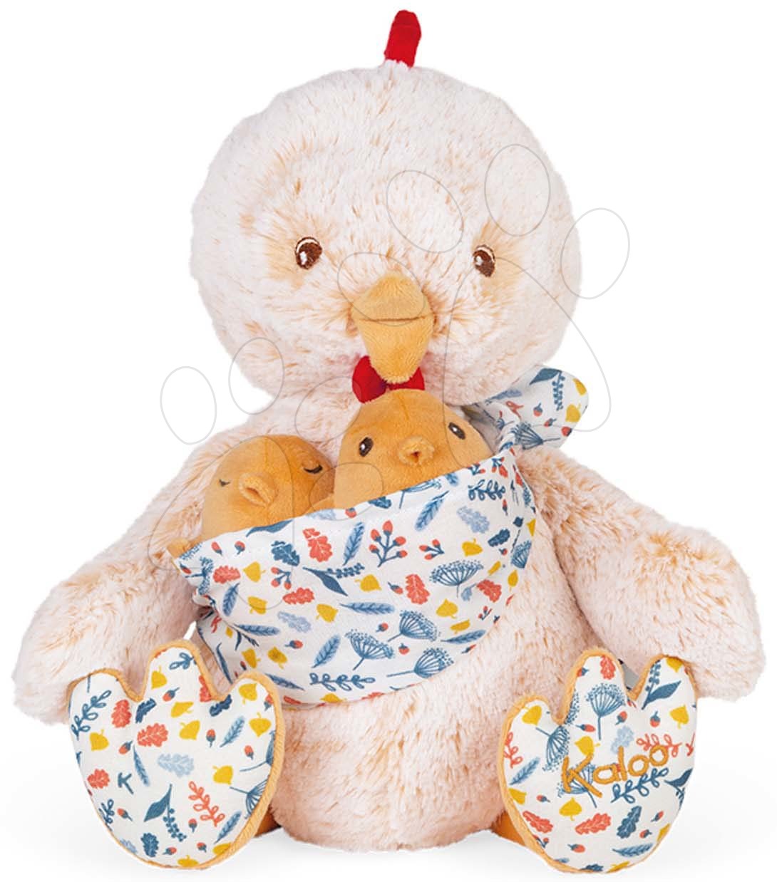 Plyšový otec kohút s kuriatkami Linoo Chicken Dad Plush Paul Kaloo krémový 35 cm z jemného plyšu v darčekovej krabičke od 0 mes