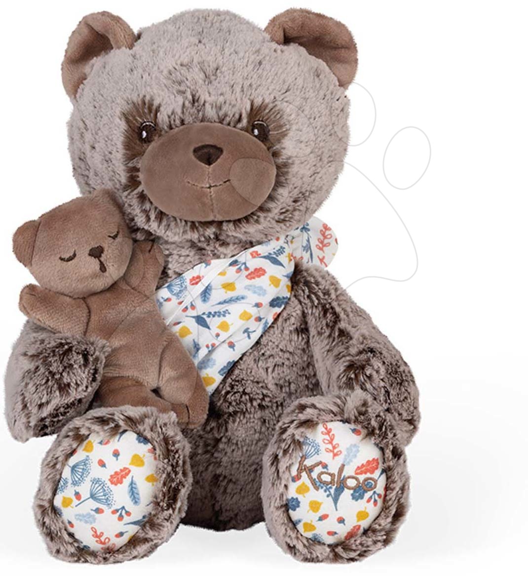 Plüss mackó papa kölykével Linoo Bear Dad Plush Oscar Kaloo barna 35 cm puha plüssből ajándékdobozban 0 hó-tól