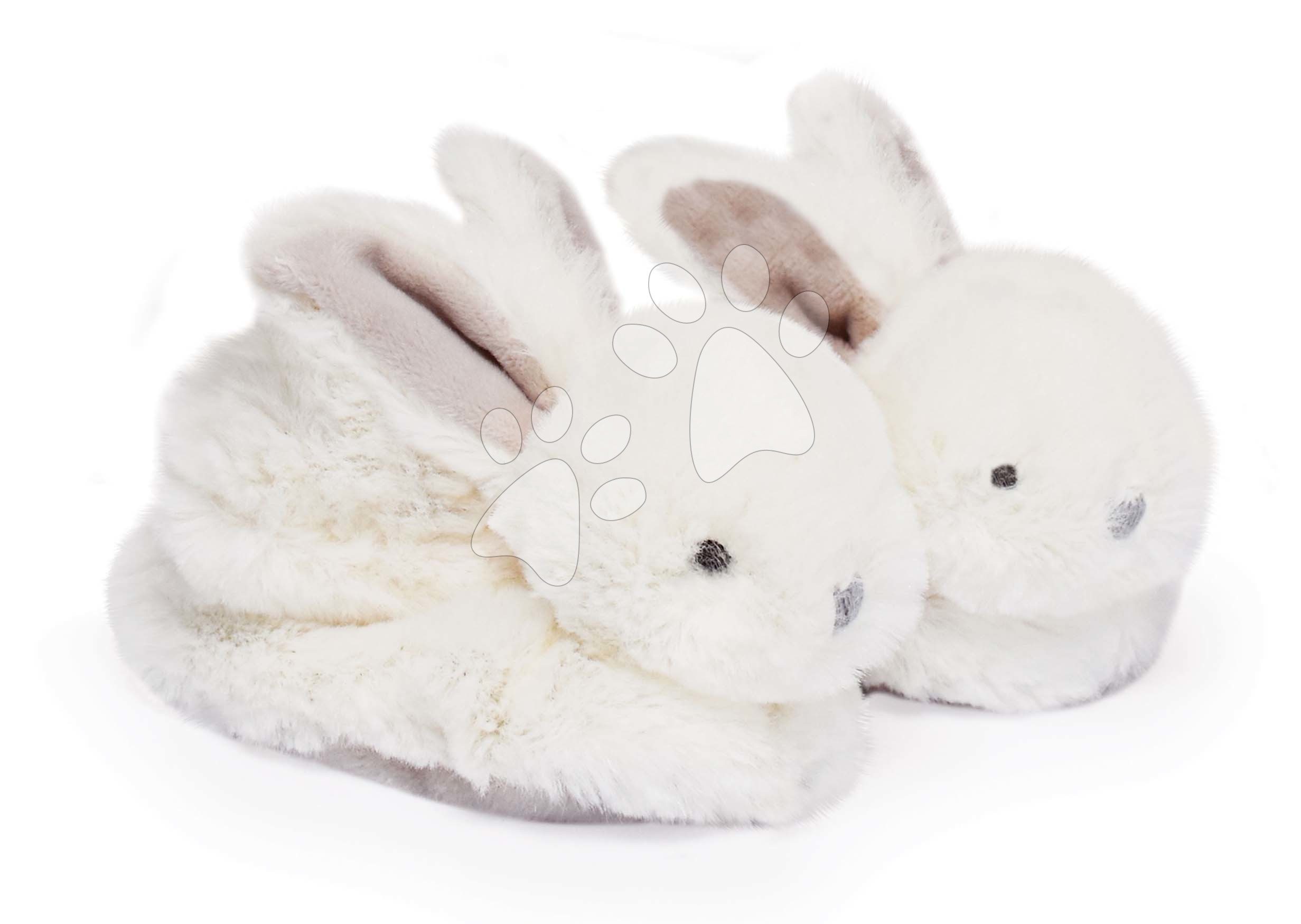 E-shop Papučky pre bábätko s hrkálkou Zajačik Lapin Bonbon Doudou et Compagnie biele v darčekovom balení od 0-6 mes