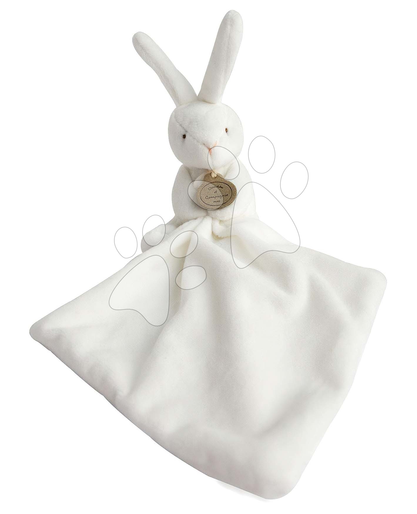 Plyšový zajačik na maznanie Bunny Flower Box Doudou et Compagnie biely 10 cm v darčekovom balení od 0 mes