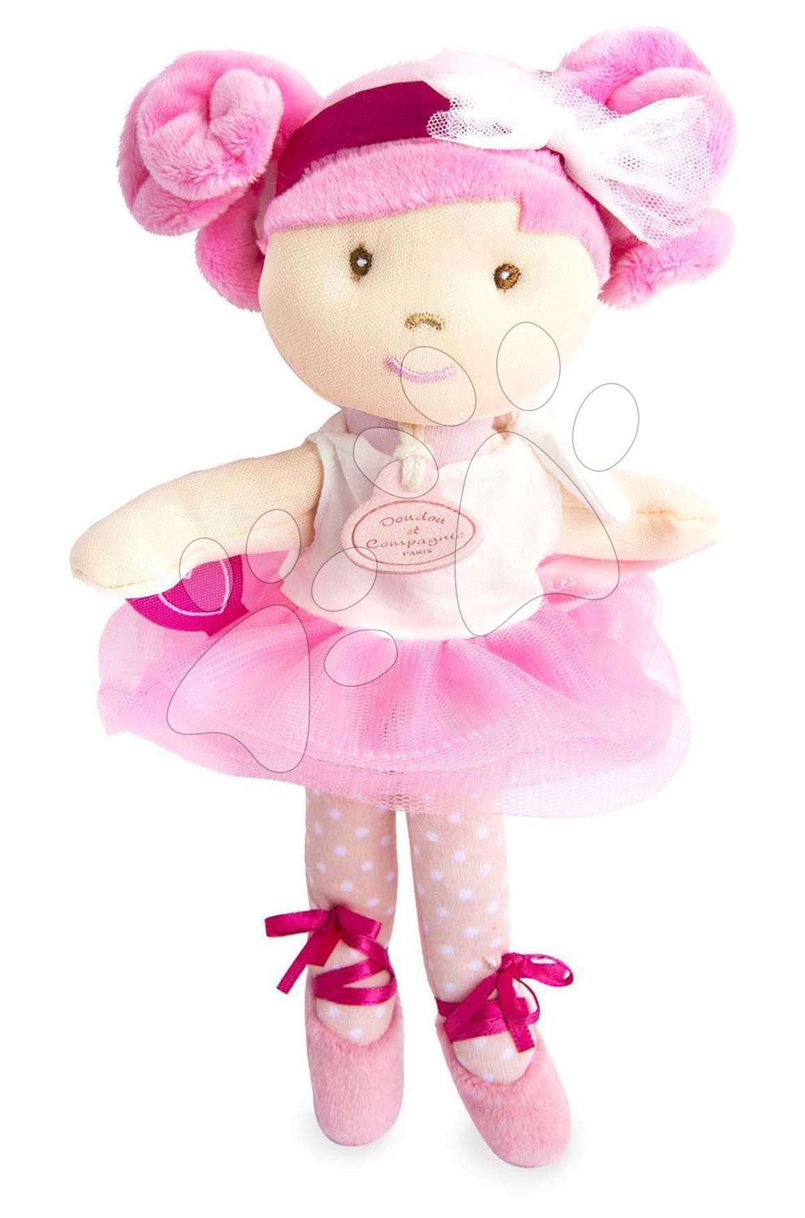 E-shop Bábika Les Tutus de Doudou Jolijou 23 cm v ružových šatách z jemného textilu 3 rôzne druhy od 4 rokov