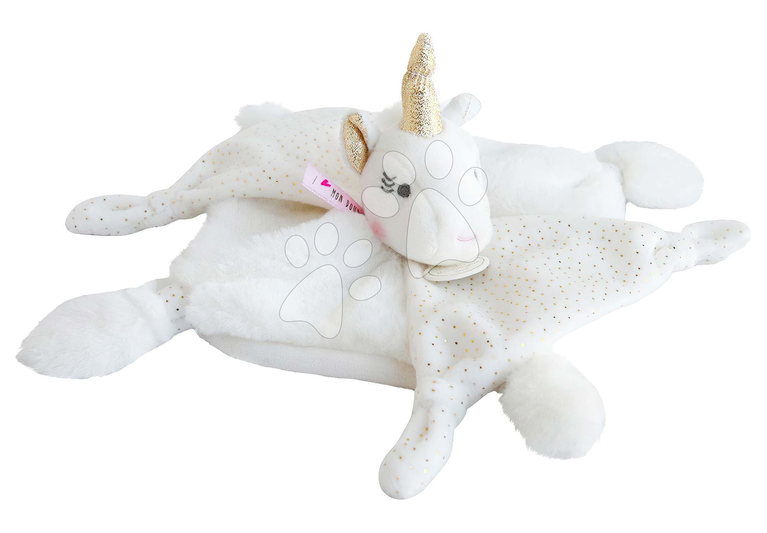 Plyšový jednorožec na maznanie Unicorn Lucie la Licorne Doudou et Compagnie biely 25 cm v darčekovom balení od 0 mes