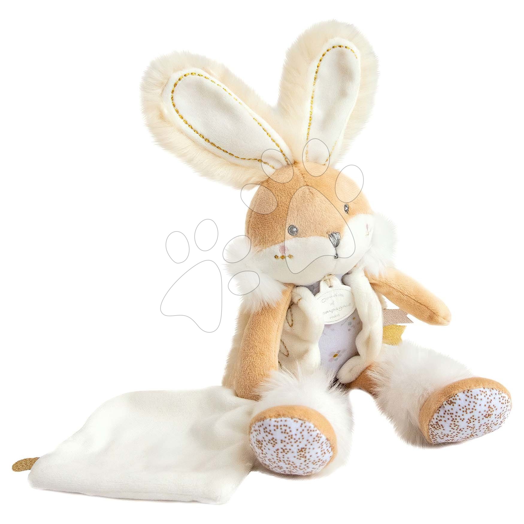 Plyšový zajíček Bunny White Lapin de Sucre Doudou et Compagnie hnědý 31 cm v dárkovém balení od 0 měsíců