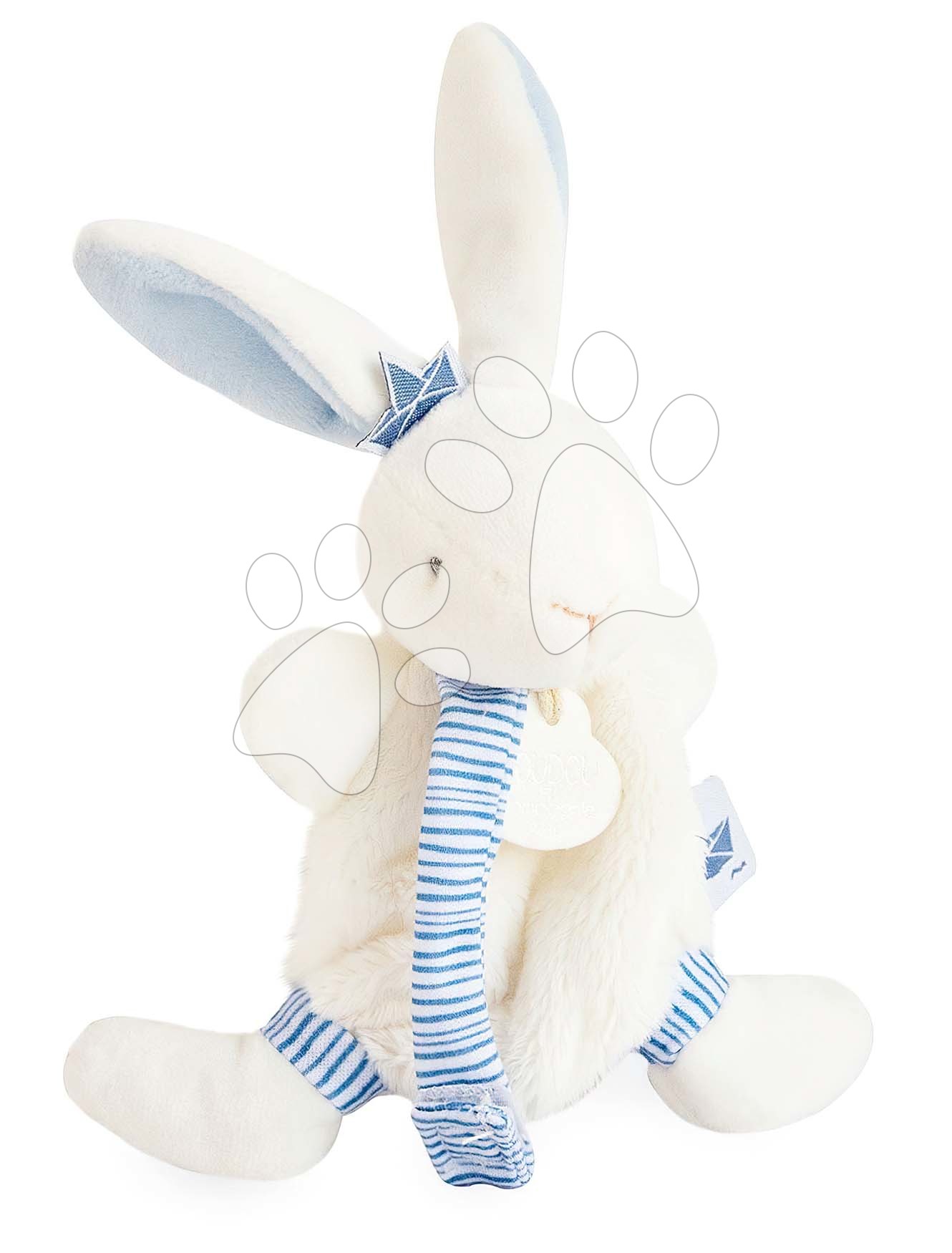 Plyšový zajíček s klipem na dudlík Bunny Sailor Perlidoudou Doudou et Compagnie modrý 15 cm v dárkovém balení od 0 měsíců