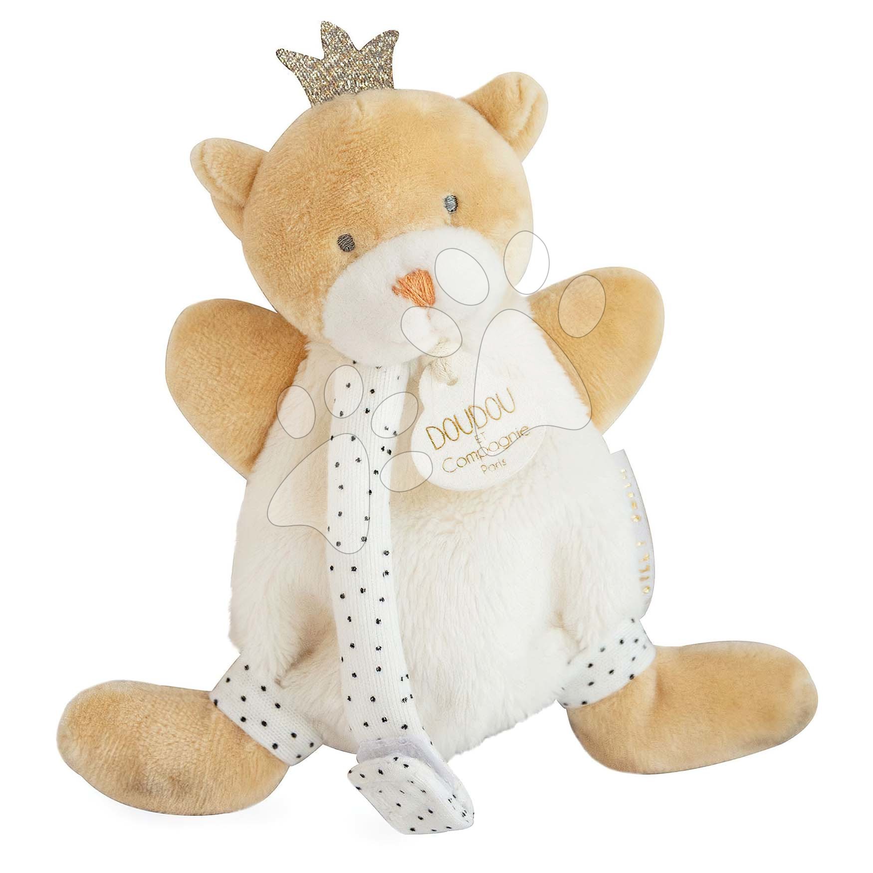 E-shop Plyšový medvedík s klipom na cumlík Bear Little King Perlidoudou Doudou et Compagnie hnedý v darčekovom balení 15 cm od 0 mes