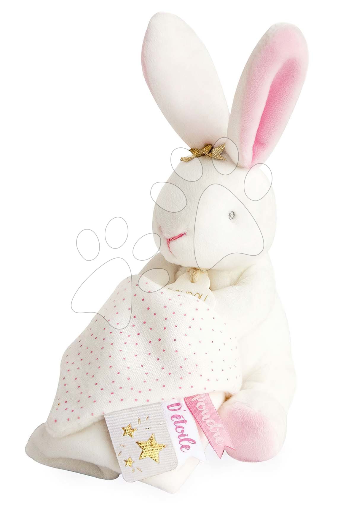 Plyšový zajíček na mazlení Bunny Star Perlidoudou Doudou et Compagnie růžový 10 cm v dárkovém balení od 0 měsíců