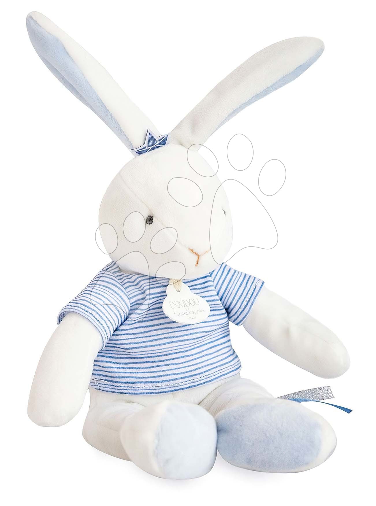 Plyšový zajíček Bunny Sailor Perlidoudou Doudou et Compagnie modrý 25 cm v dárkovém balení od 0 měsíců