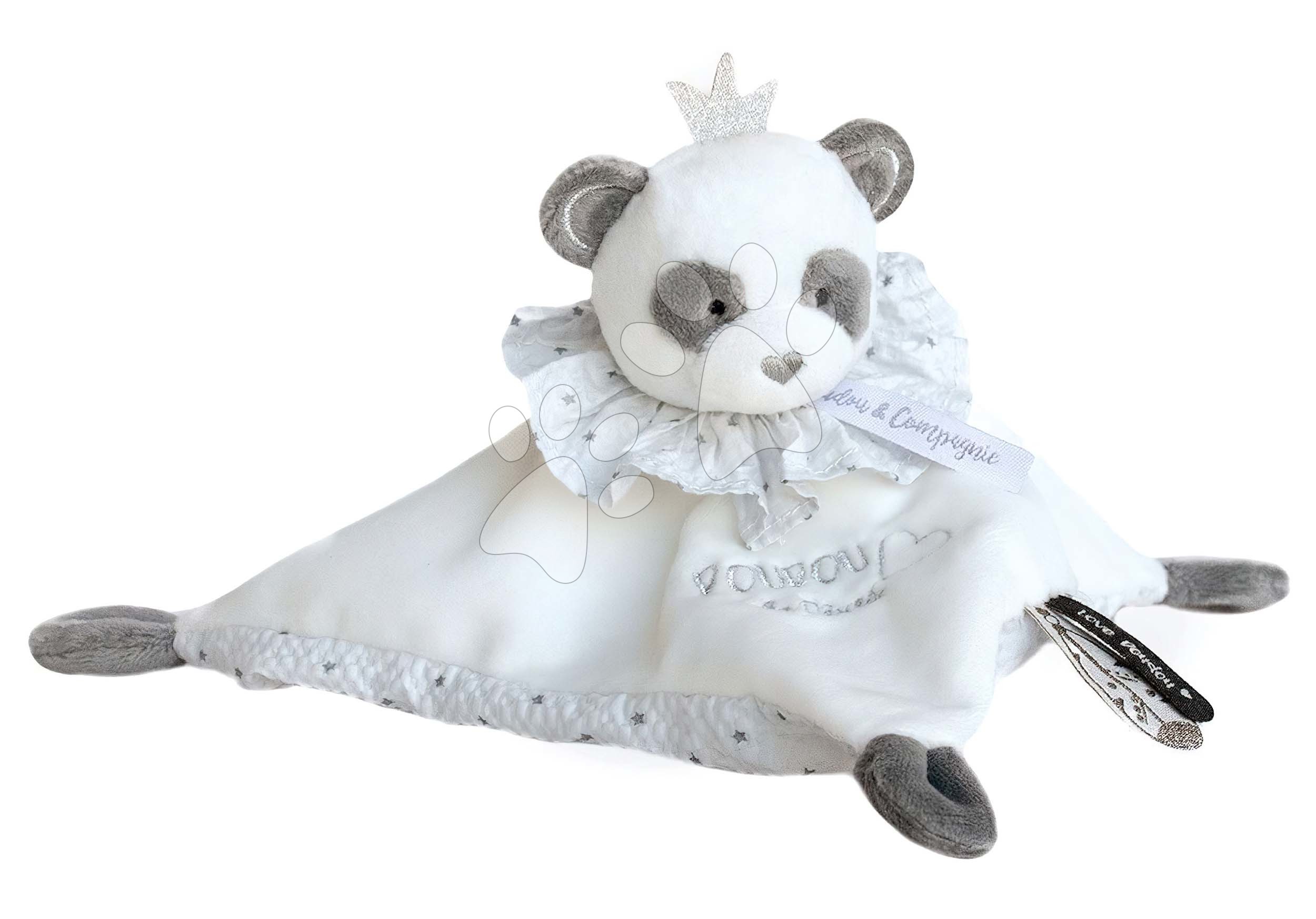 Plyšová panda na maznanie Attrape-Rêves Doudou et Compagnie sivá v darčekovom balení 20 cm od 0 mes