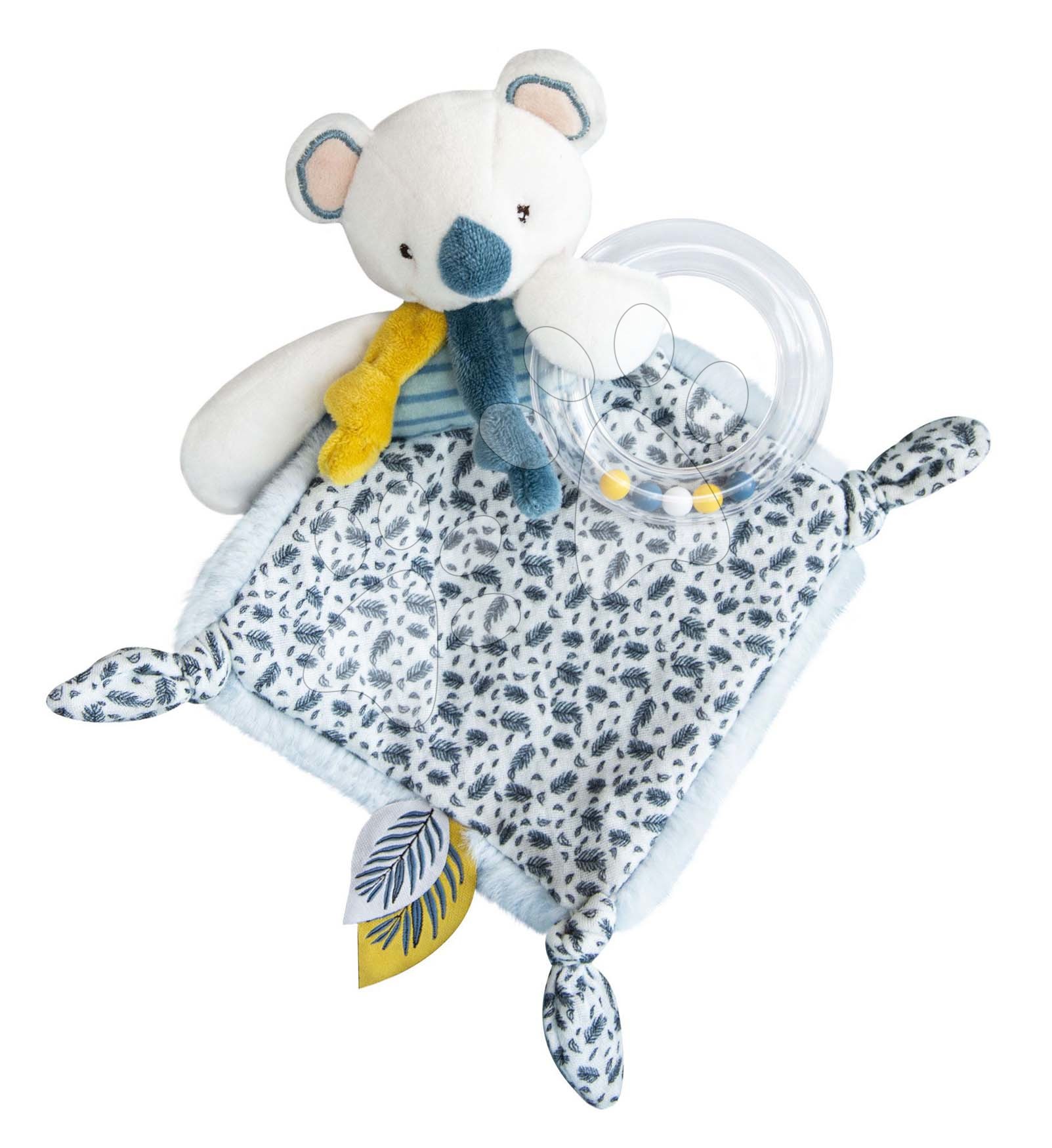 E-shop Plyšová koala na maznanie s hrkálkou Yoca le Koala Doudou et Compagnie modrá 22 cm od 0 mes