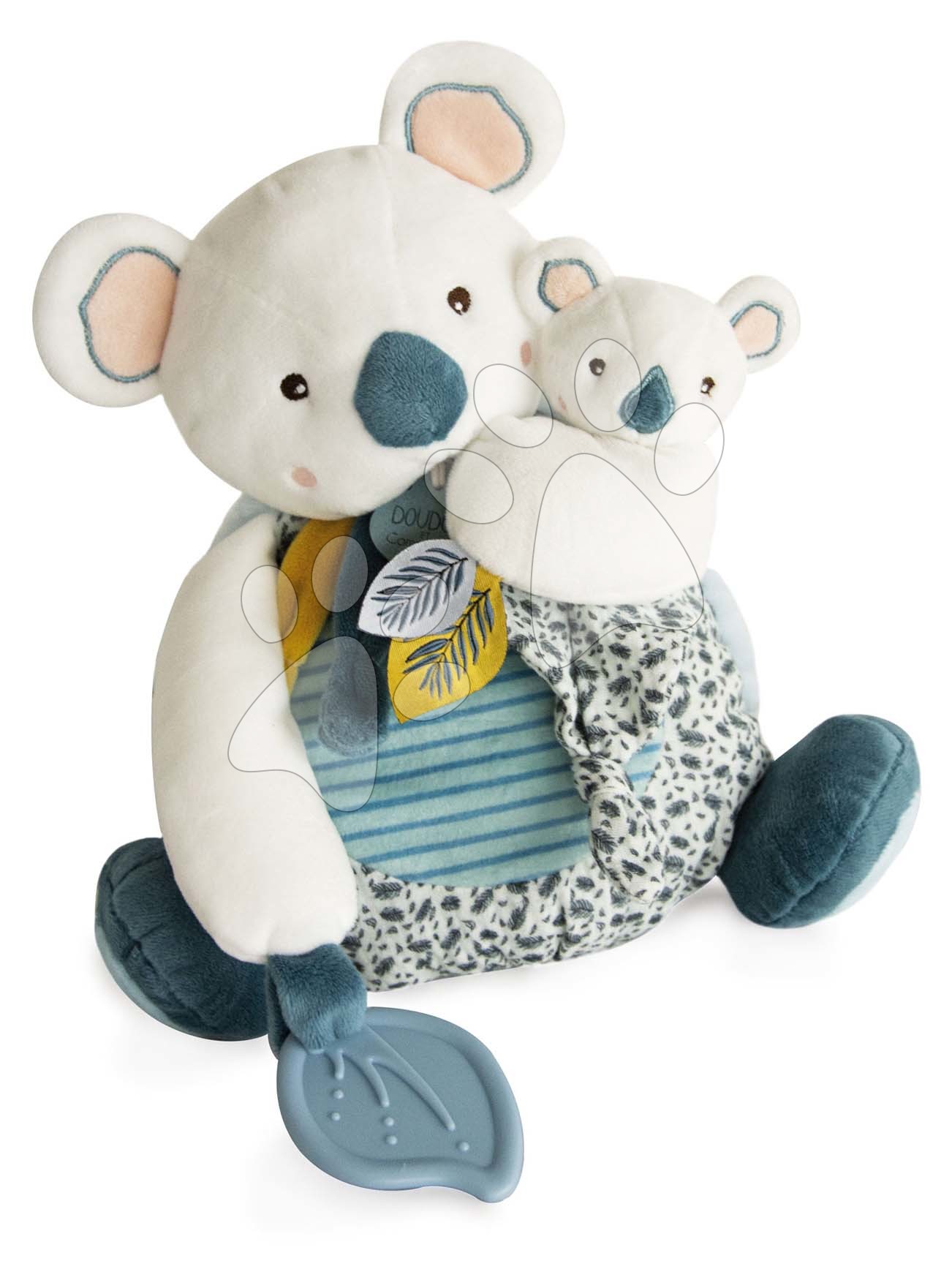 E-shop Plyšová koala s mláďatkom a hryzátkom Yoca le Koala Doudou et Compagnie modrá 25 cm v darčekovom balení od 0 mes