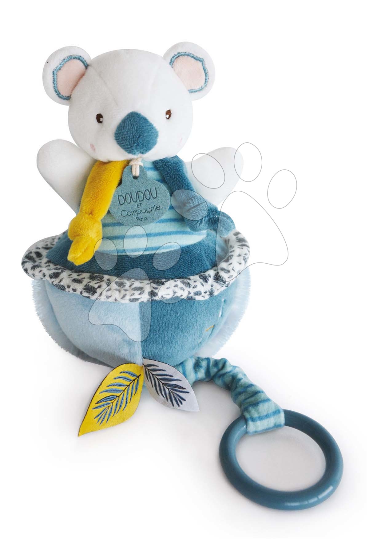 Plyšová koala s melódiou Yoca le Koala Music Box Doudou et Compagnie modrá 20 cm v darčekovom balení od 0 mes