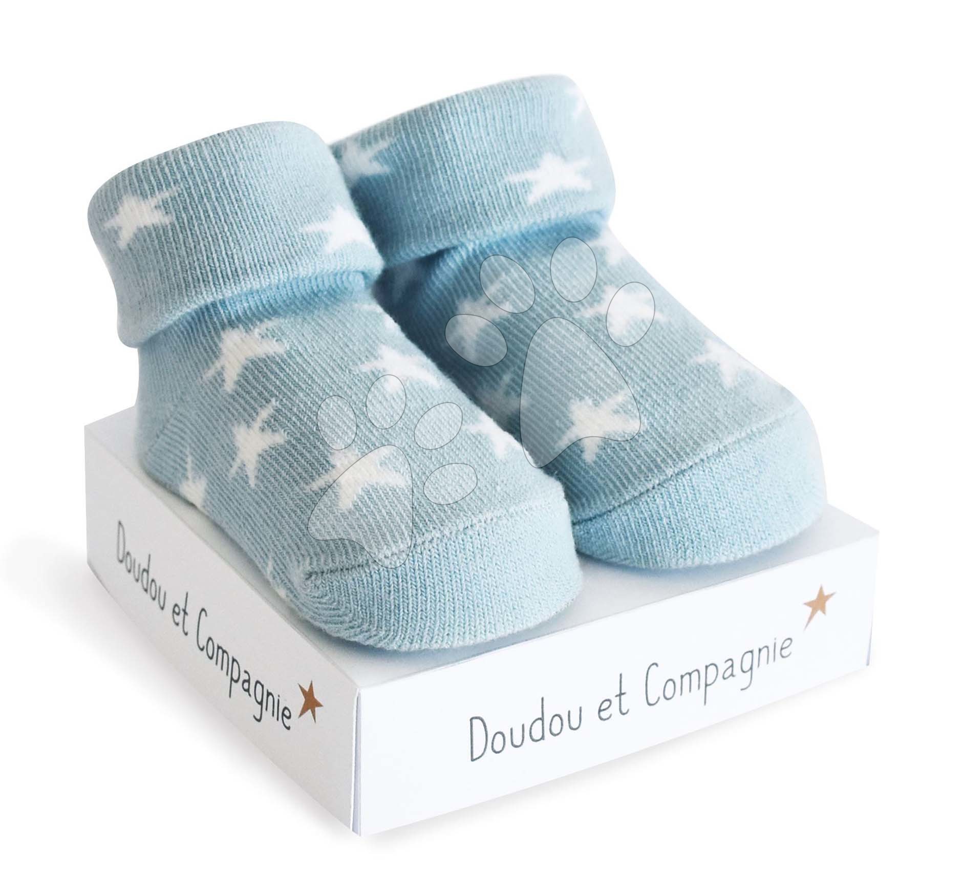 E-shop Ponožky pre bábätko Birth Socks Doudou et Compagnie modré s jemným vzorom od 0-6 mes