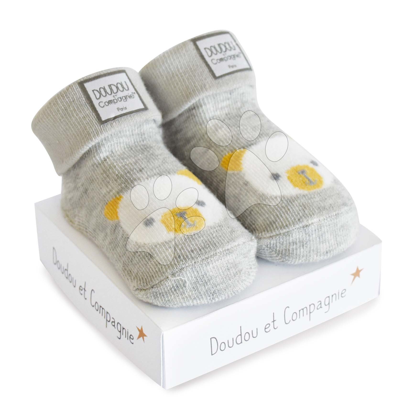 Ponožky pre bábätko Birth Socks Doudou et Compagnie sivé s jemným vzorom od 0-6 mes