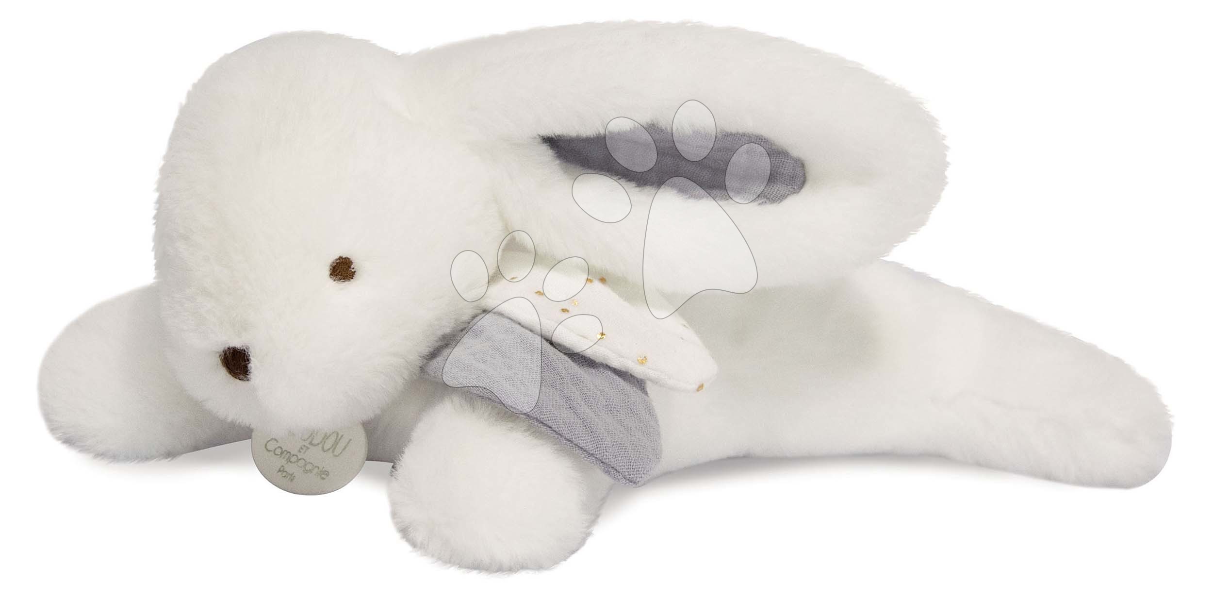 E-shop Plyšový zajačik Bunny Happy Glossy Doudou et Compagnie biely 25 cm v darčekovom balení od 0 mes