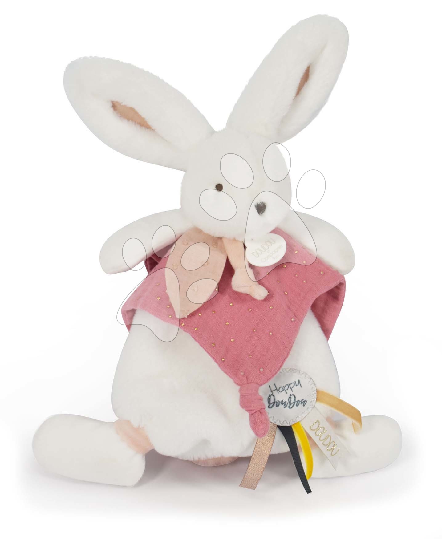 Plyšový zajačik Bunny Happy Boho Doudou et Compagnie ružový 25 cm v darčekovom balení od 0 mes