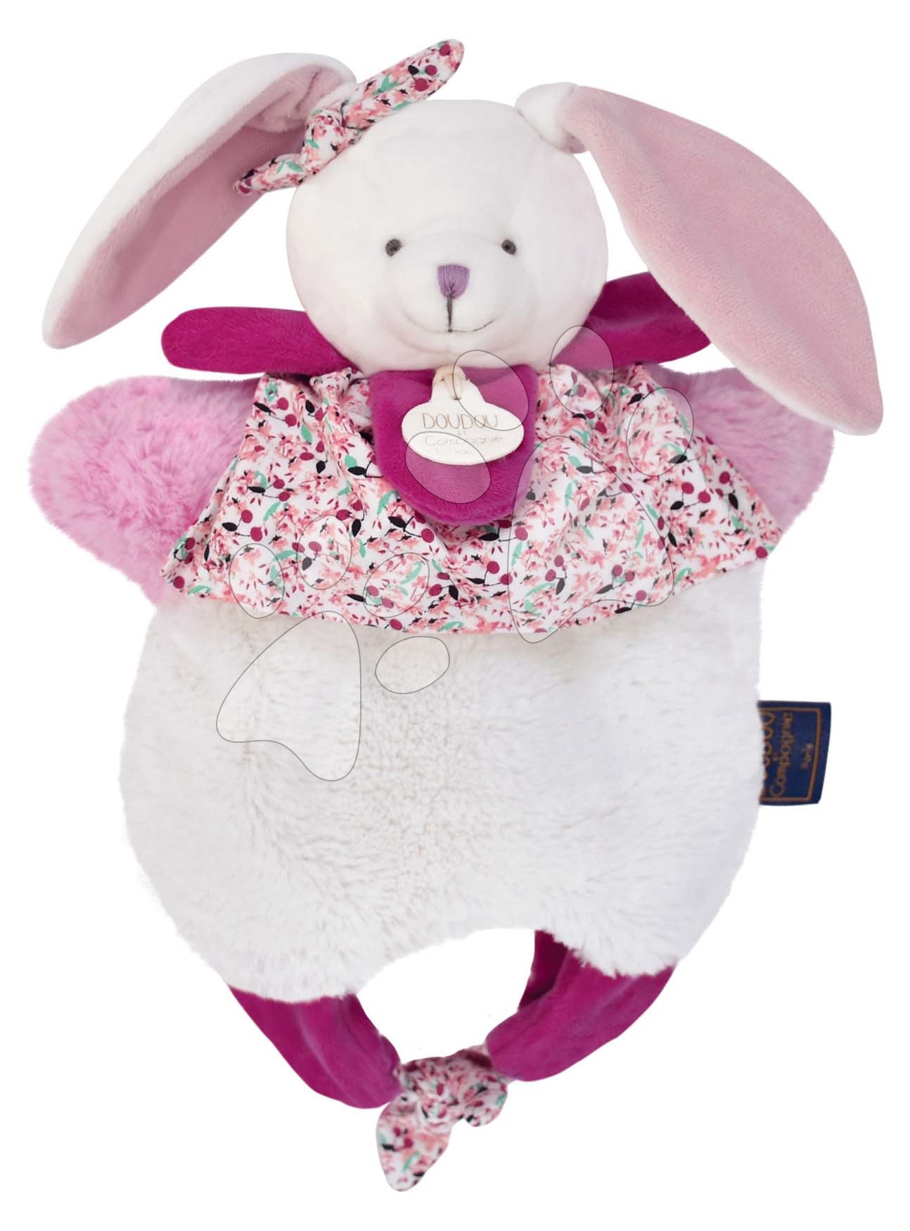 Plyšový zajačik na bábkové divadlo Doudou Amusette 3v1 Doudou et Compagnie ružový 30 cm od 0 mes