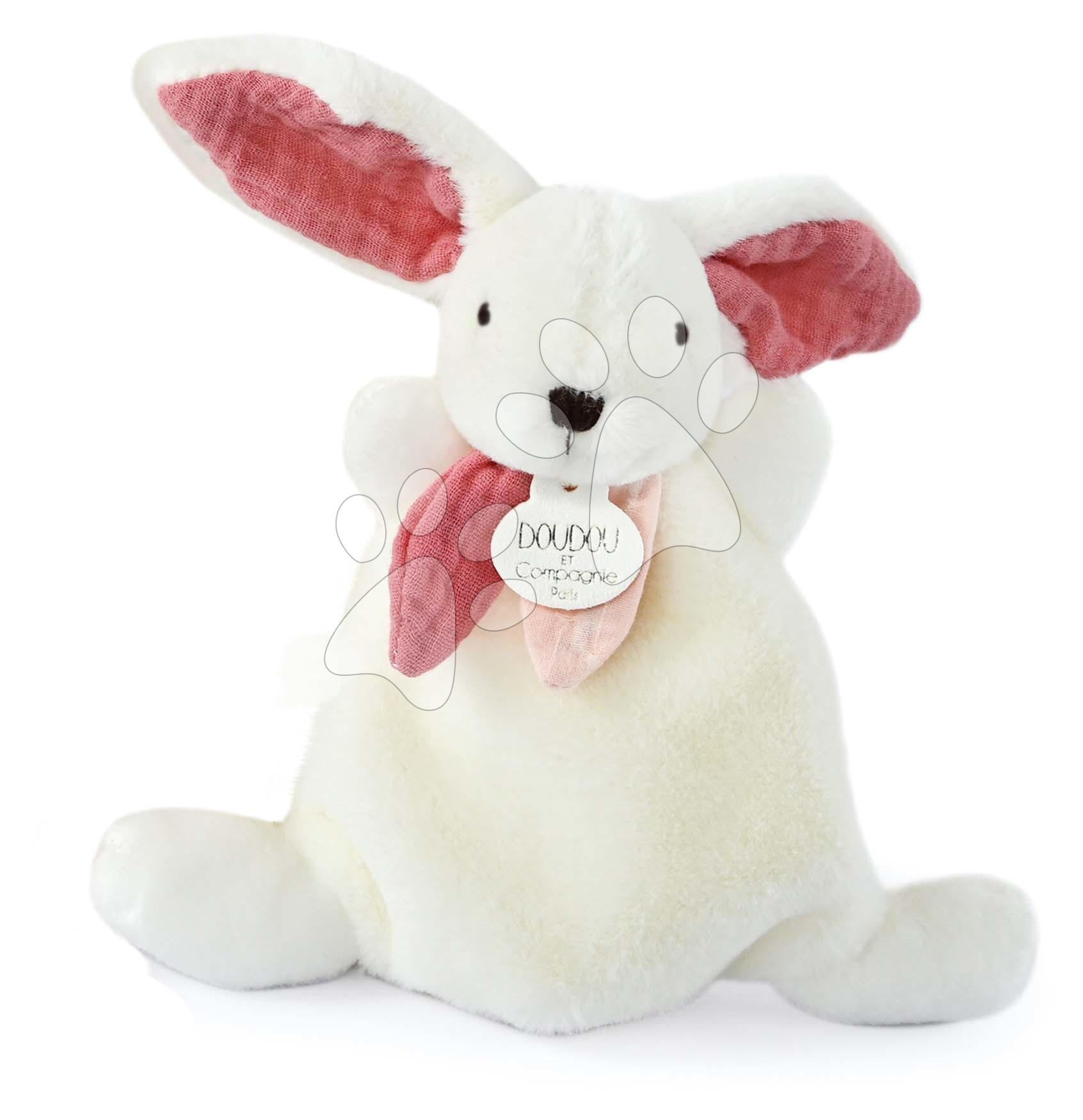 E-shop Plyšový zajačik Bunny Happy Boho Doudou et Compagnie biely 17 cm v darčekovom balení od 0 mes