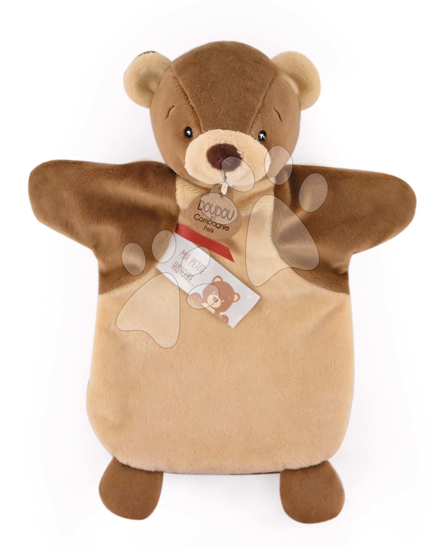 Plyšový medvídek na loutkové divadlo Bear Hand Puppet Doudou et Compagnie hnědý 25 cm od 0 měsíců