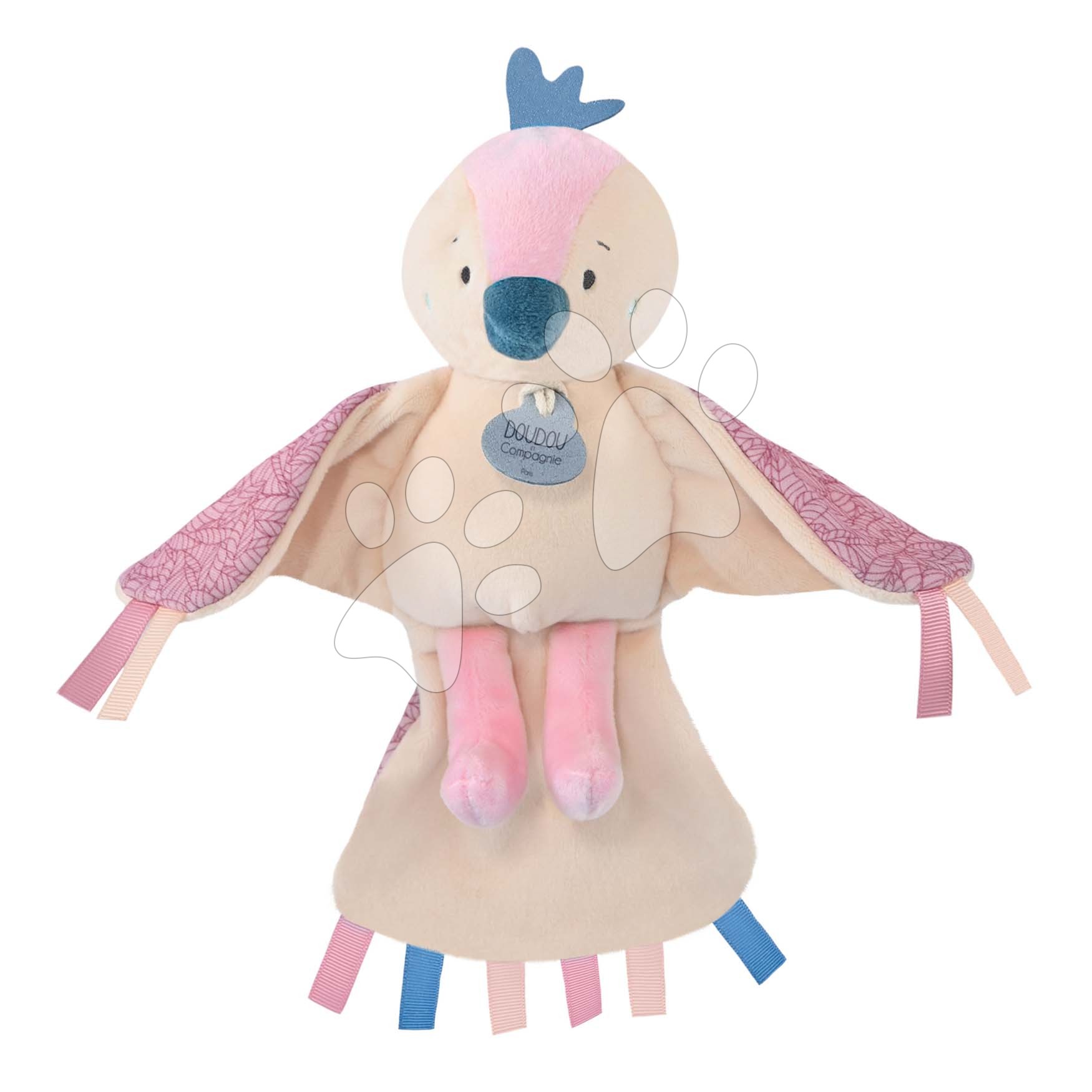 Plyšový vtáčik s melódiou Doudou Cui-Cui Doudou et Compagnie ružový 22 cm v darčekovom balení od 0 mes
