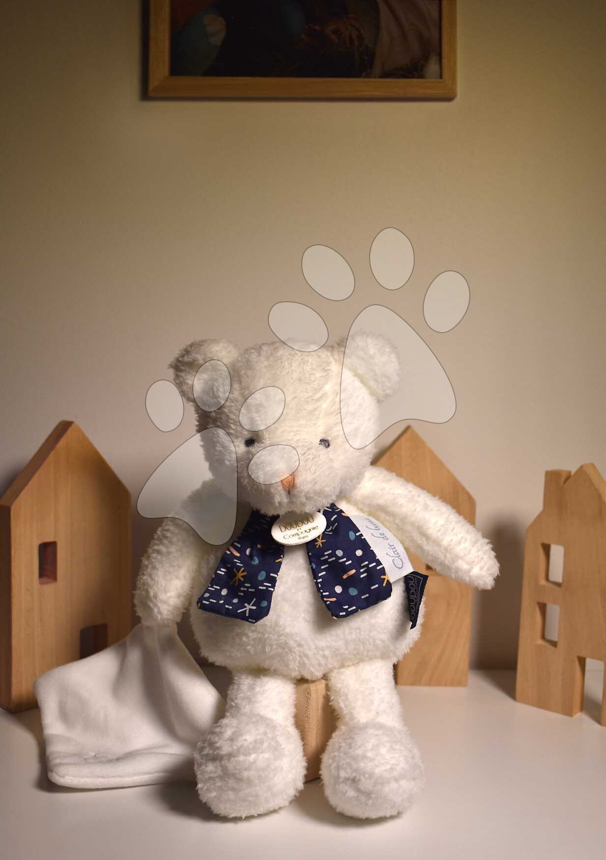 Plüss mackó sötétben világít Moonlight Collection Plush Doudou et Compagnie ajándékcsomagolásban fehér 28 cm 0 hó-tól