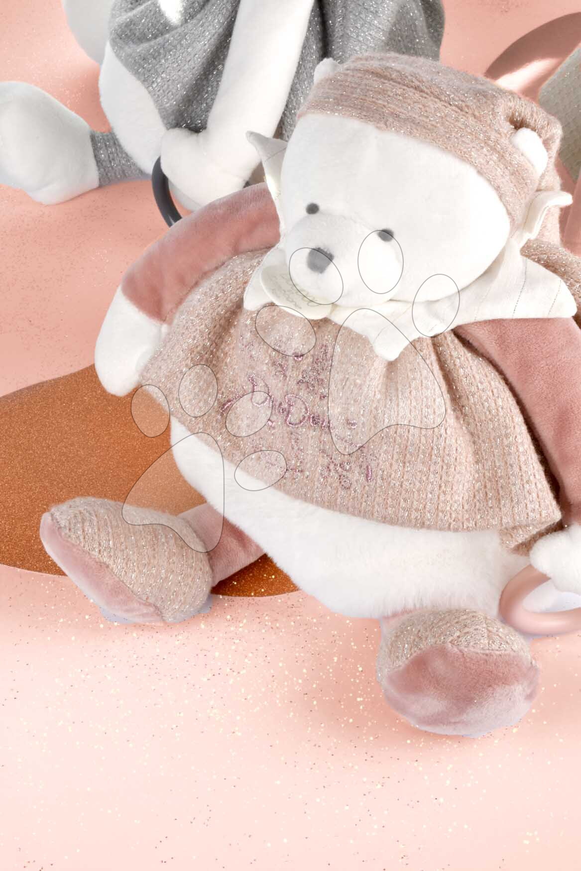Plüss mackó Doudou 25 Years Activity Puppet Pink Doudou et Compagnie szülinapi kollekció rózsaszín 30 cm 0 hó-tól