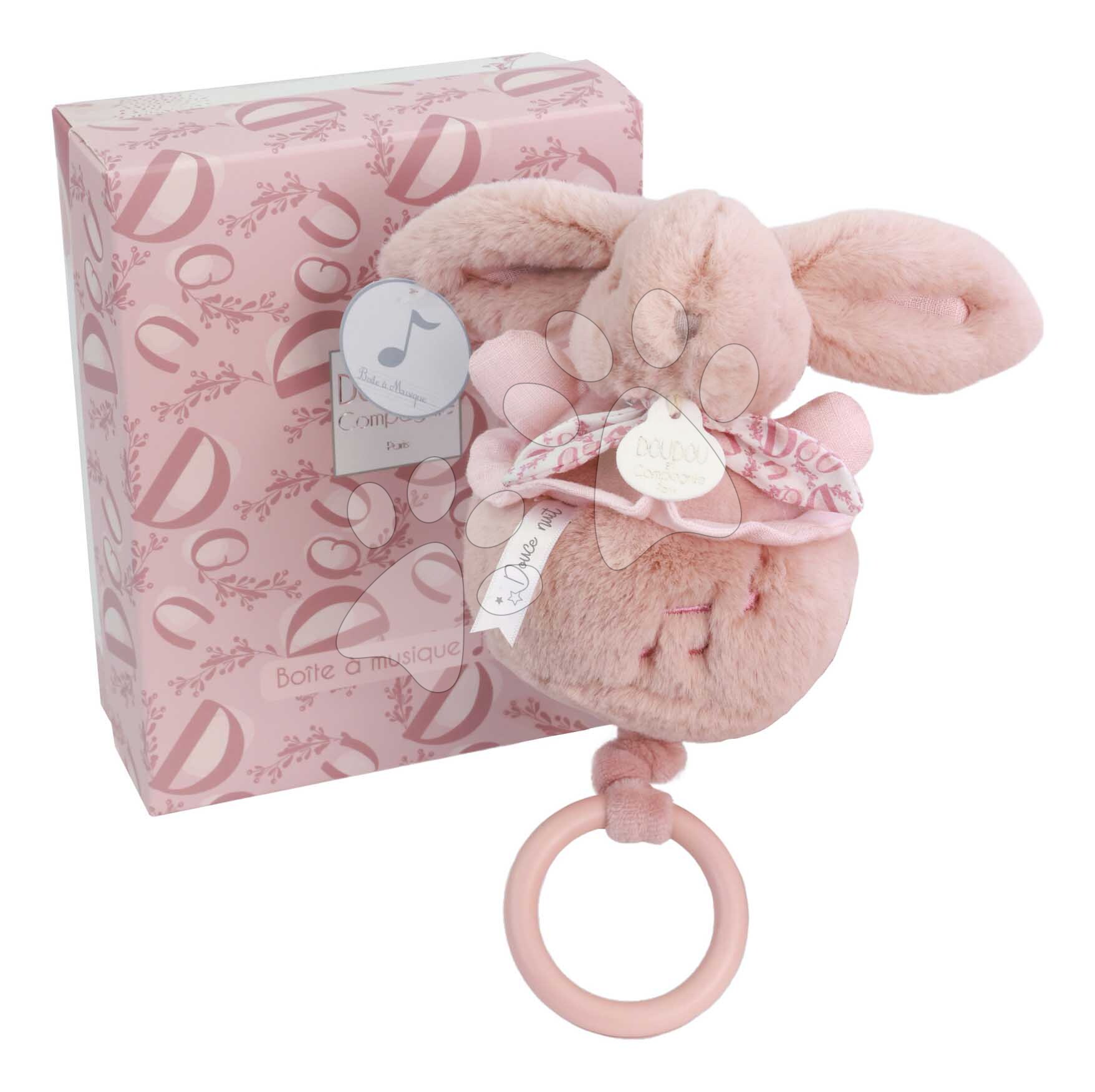 Jouet Musical Bébé Lapin - Hochet Accrochable Poussette Berceau - Peluche Éducative Berceuse Douce - Cadeau Fille Garçon