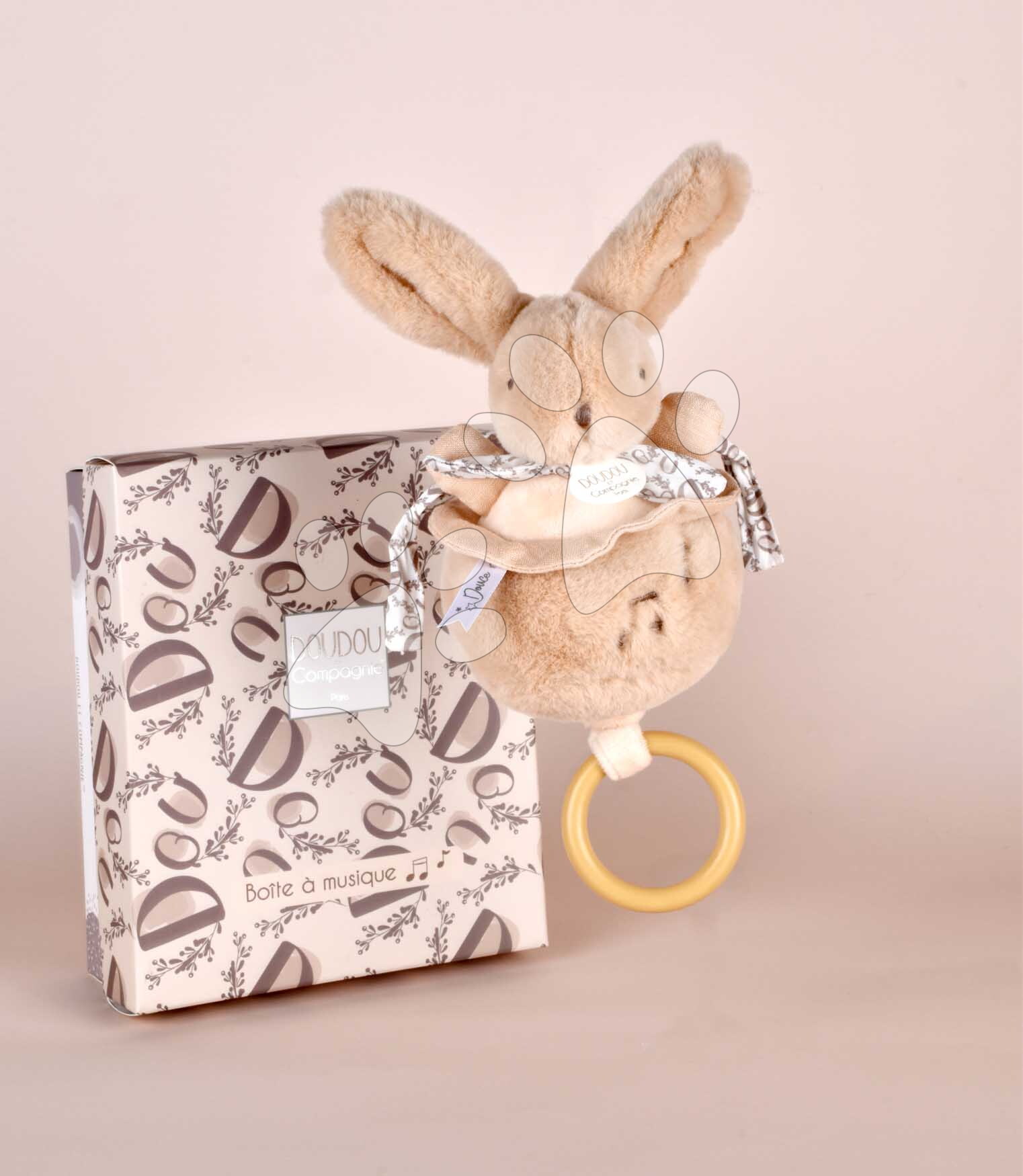 Berceuse Bebe Musical - Hochet Peluche Avec Boîte à Musique - Pour Poussette, Landau, Siège Auto - Éveil Sensoriel Jouet Musical Bébé Lapin